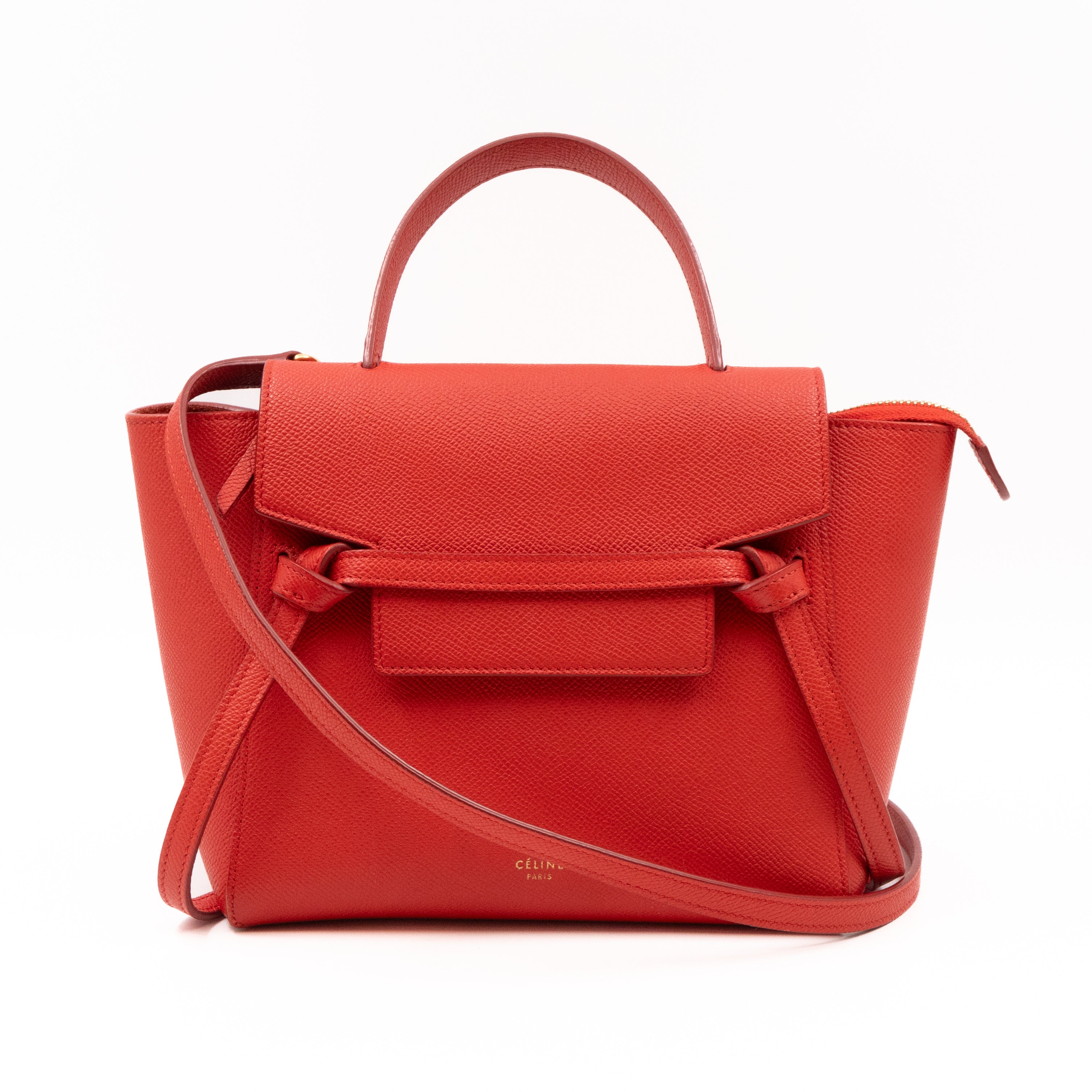 Nano Belt Bag Red Grained Leather