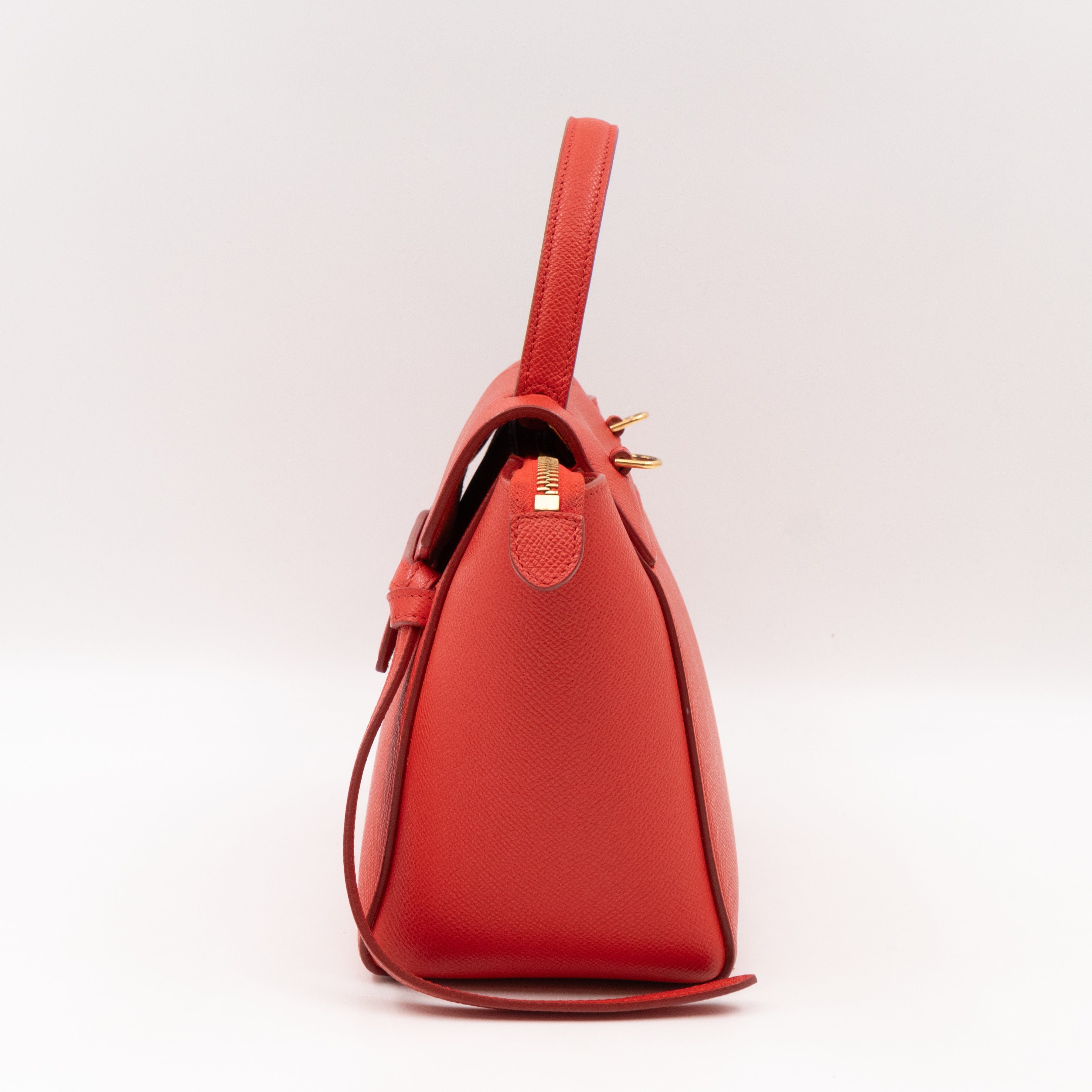 Nano Belt Bag Red Grained Leather