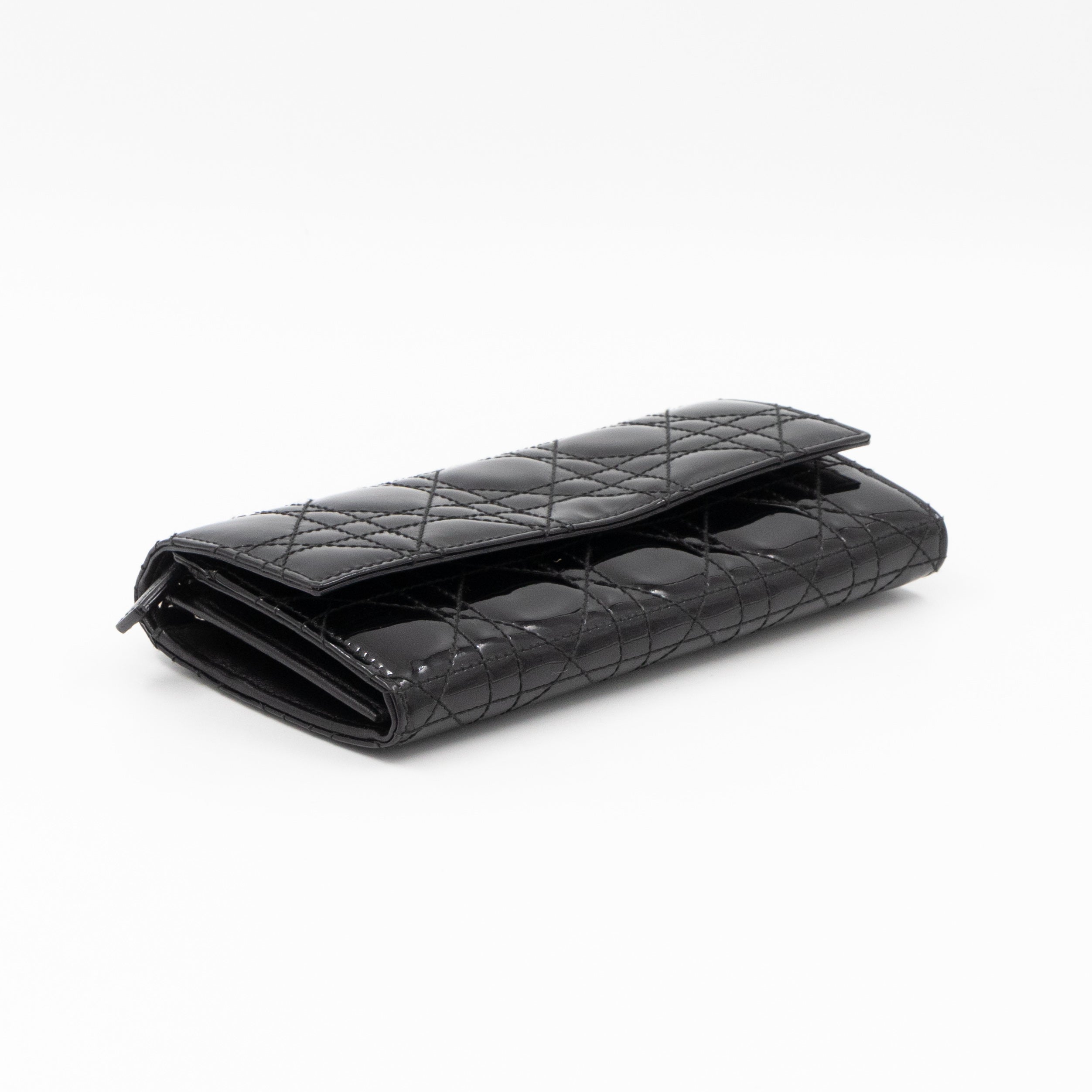 Lady Dior Clutch with Chain Black Patent Leather