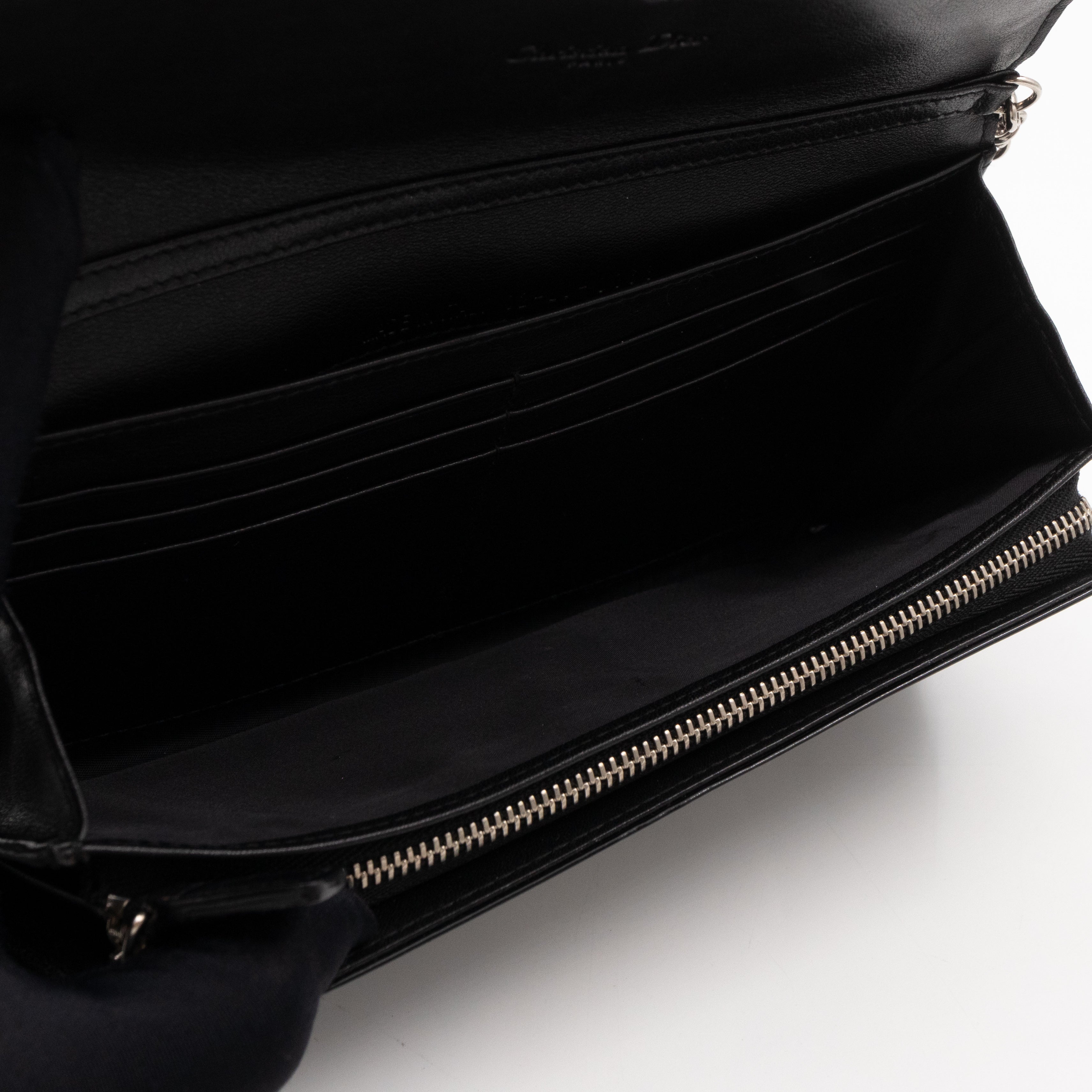 Lady Dior Clutch with Chain Black Patent Leather