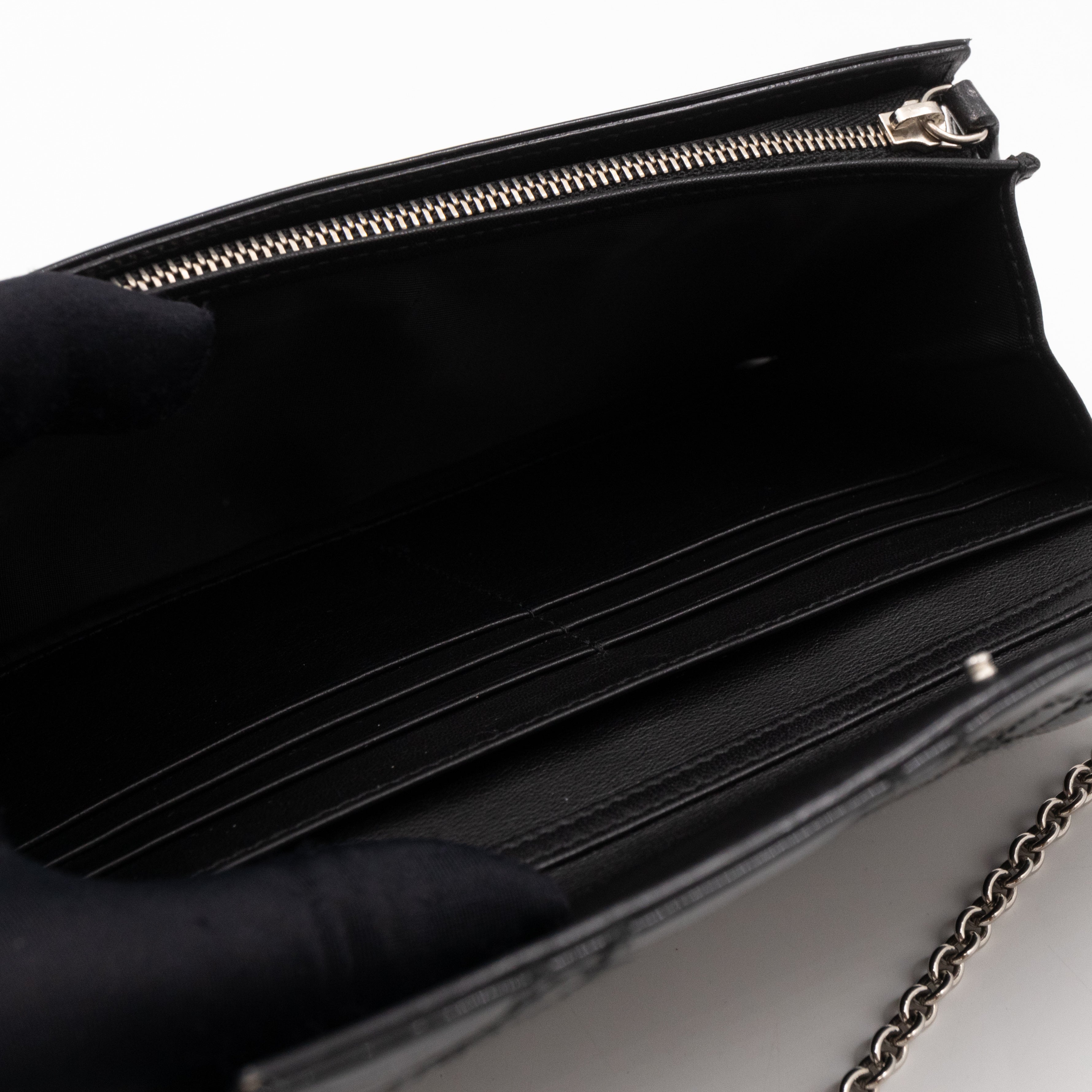 Lady Dior Clutch with Chain Black Patent Leather
