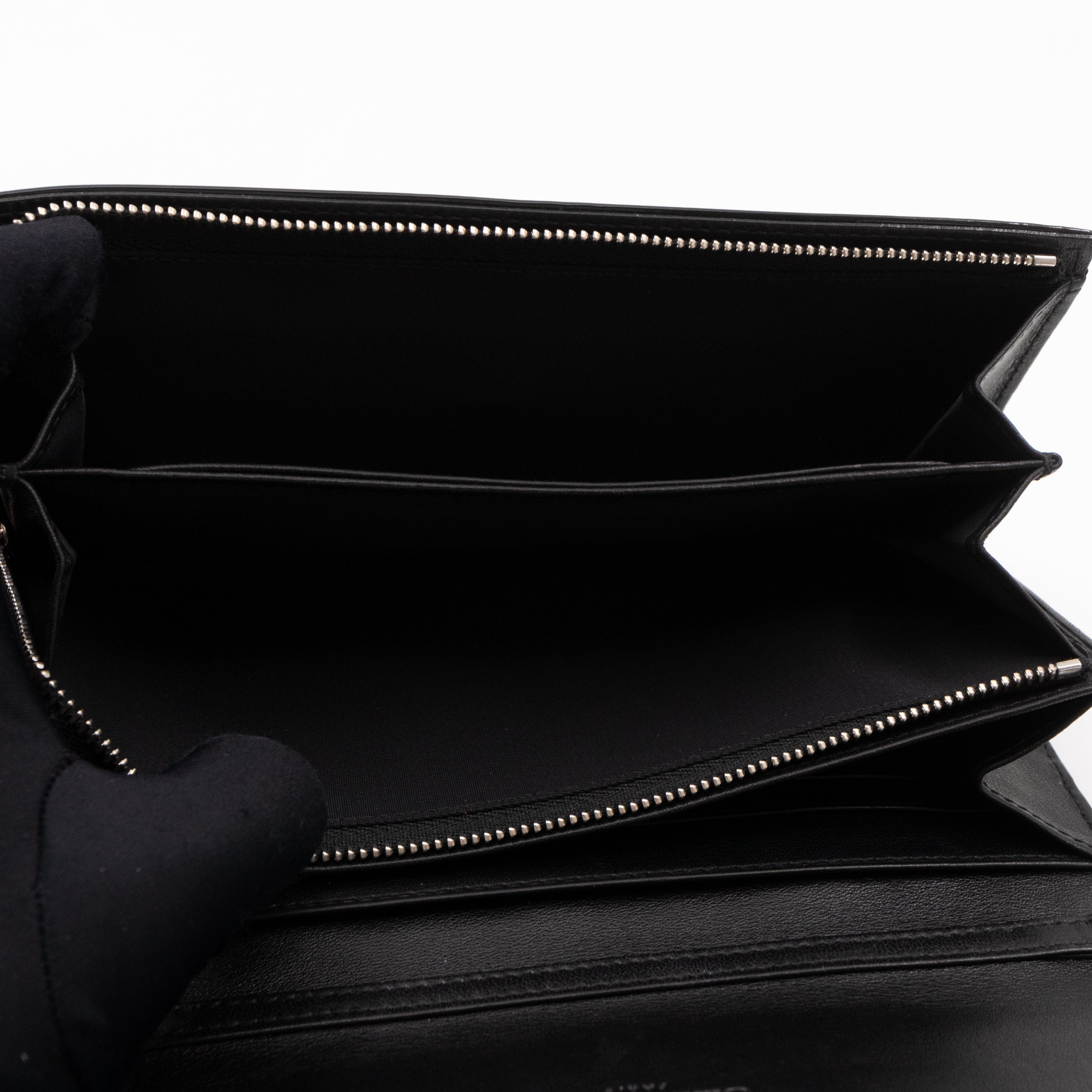 Lady Dior Clutch with Chain Black Patent Leather