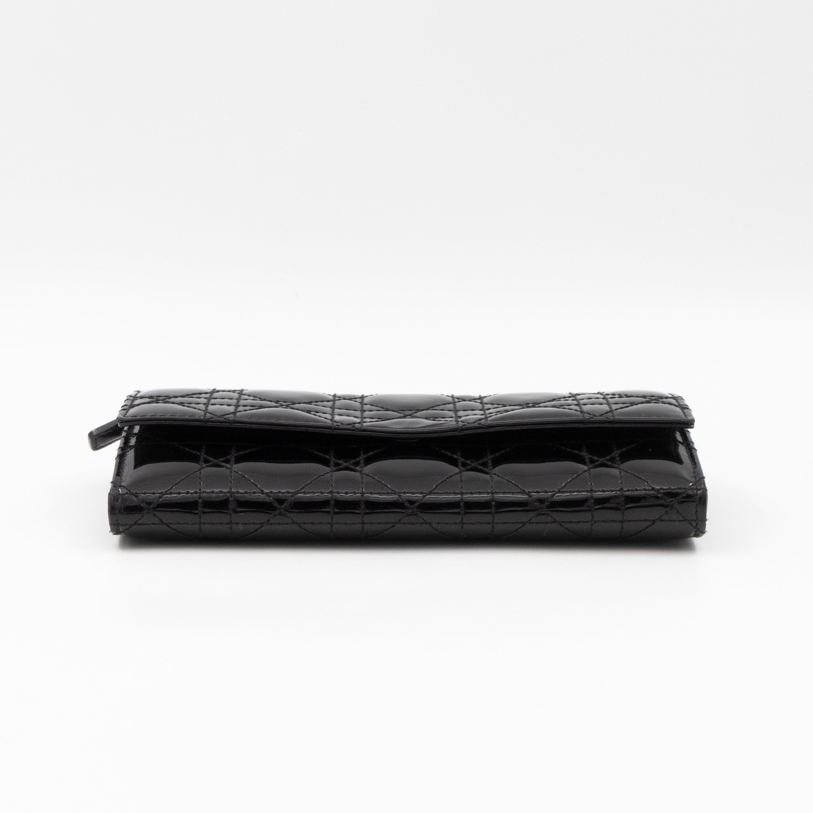 Lady Dior Clutch with Chain Black Patent Leather