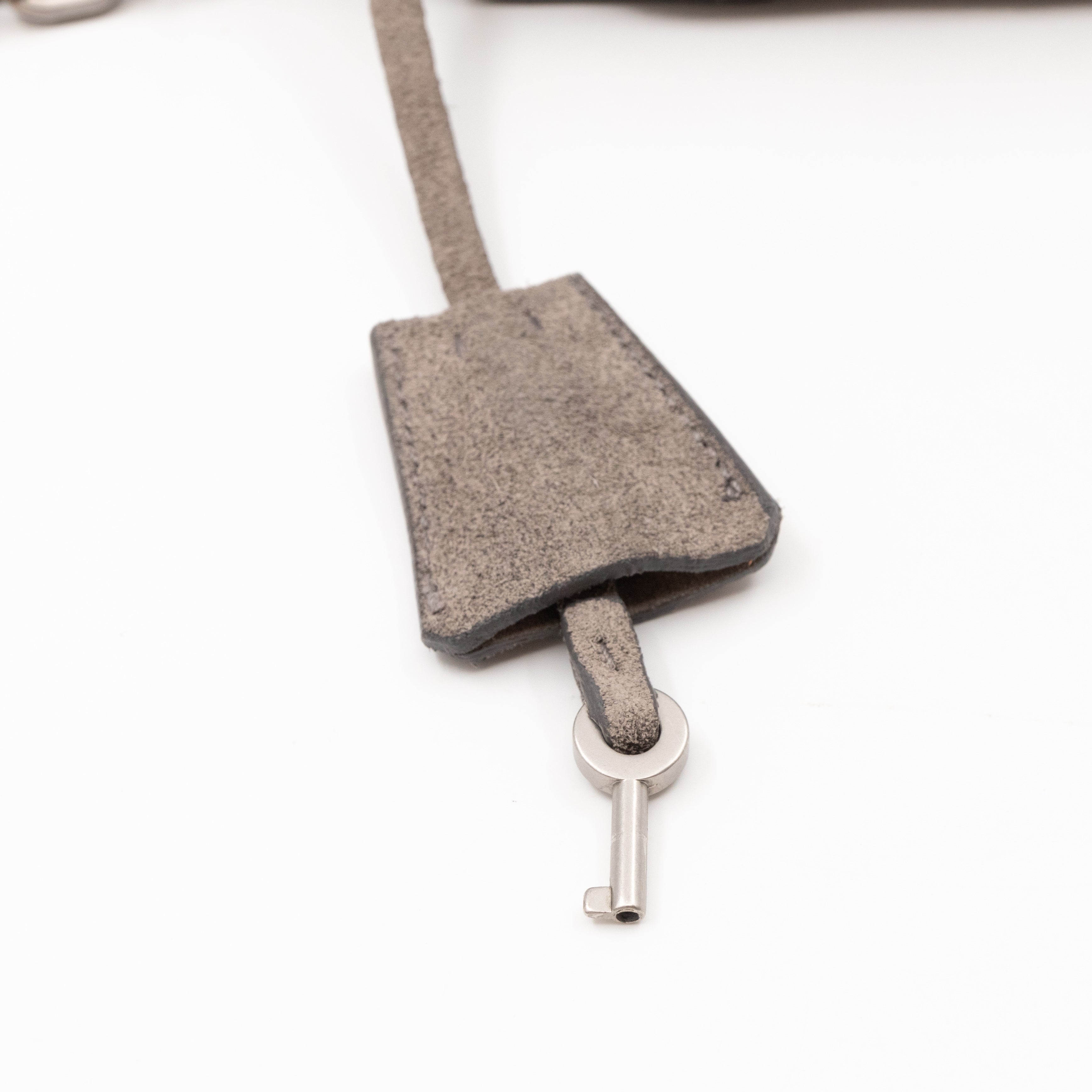 Chain Flap Shoulder Bag Grey Suede
