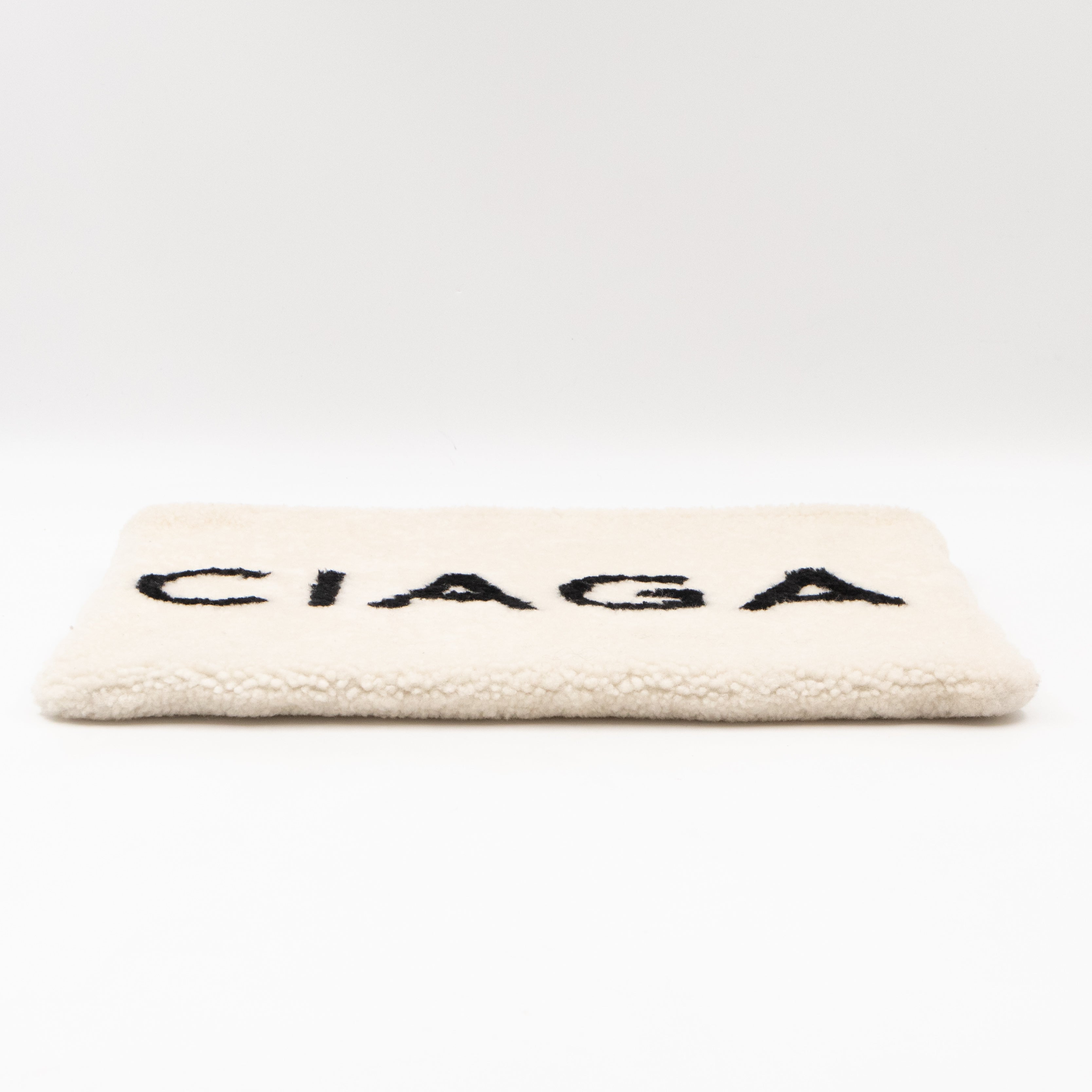Shearling Pouch Clutch White & Black