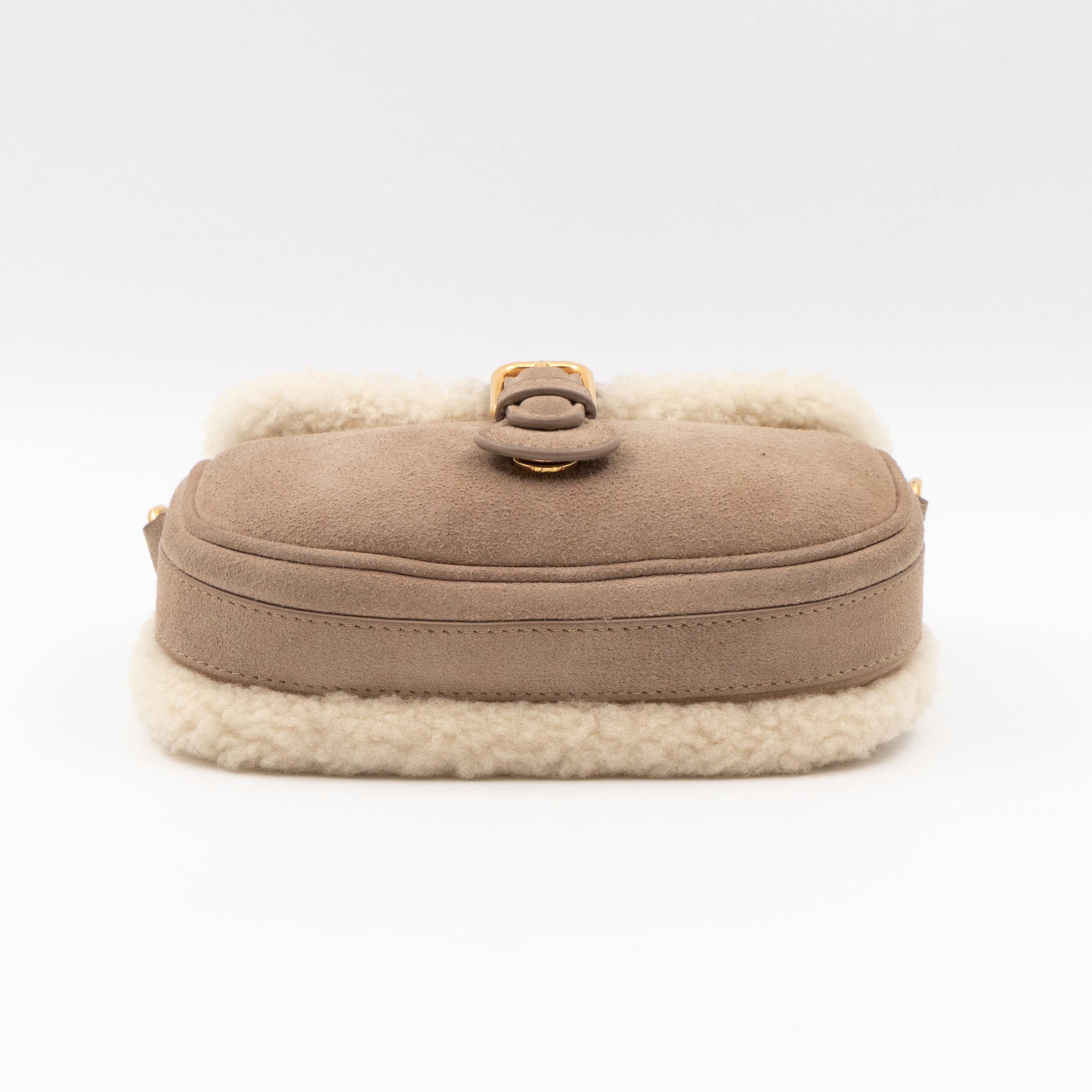 Bobby Small Flap Bag Beige Suede Neutral Shearling