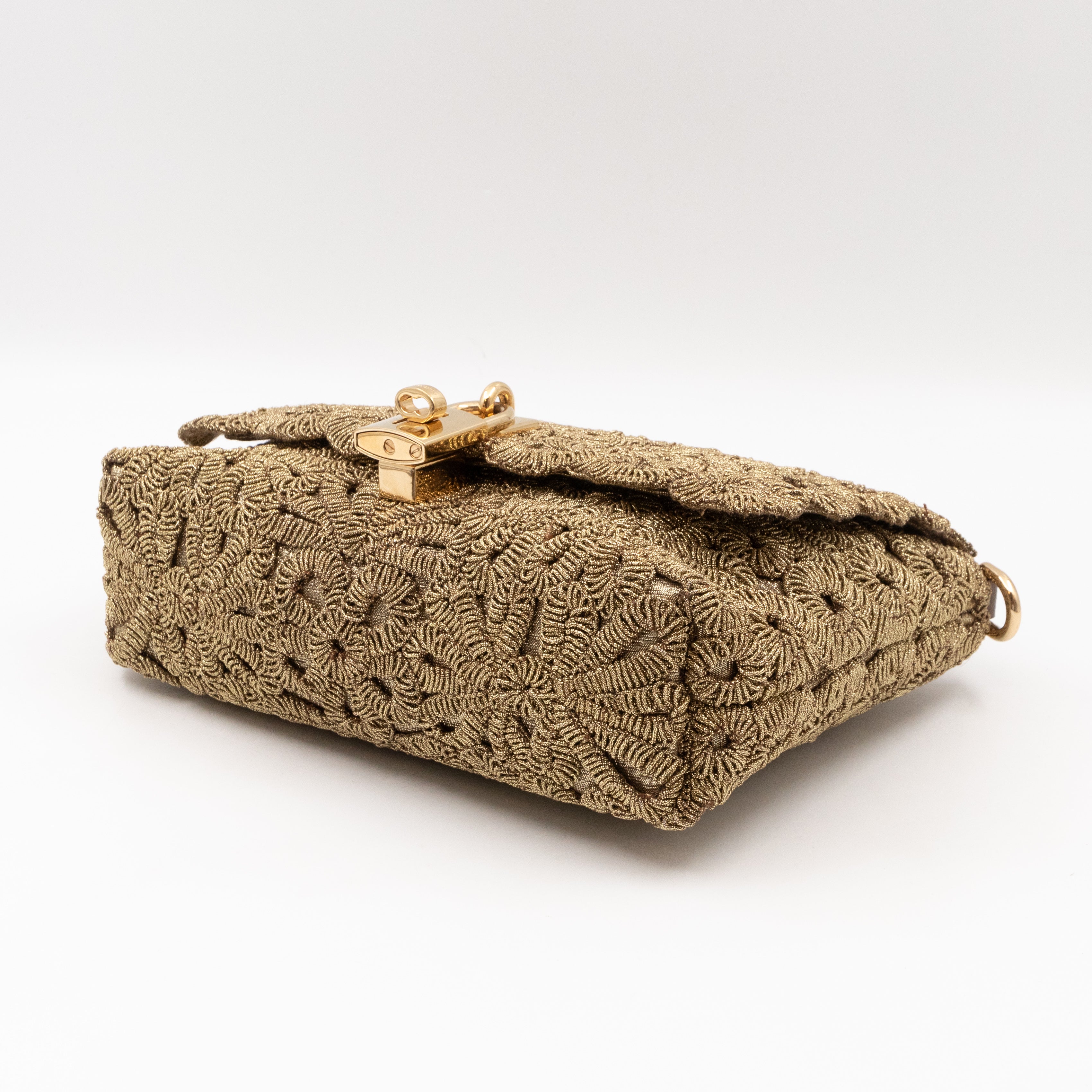 Gold Lurex Padlock Shoulder Bag