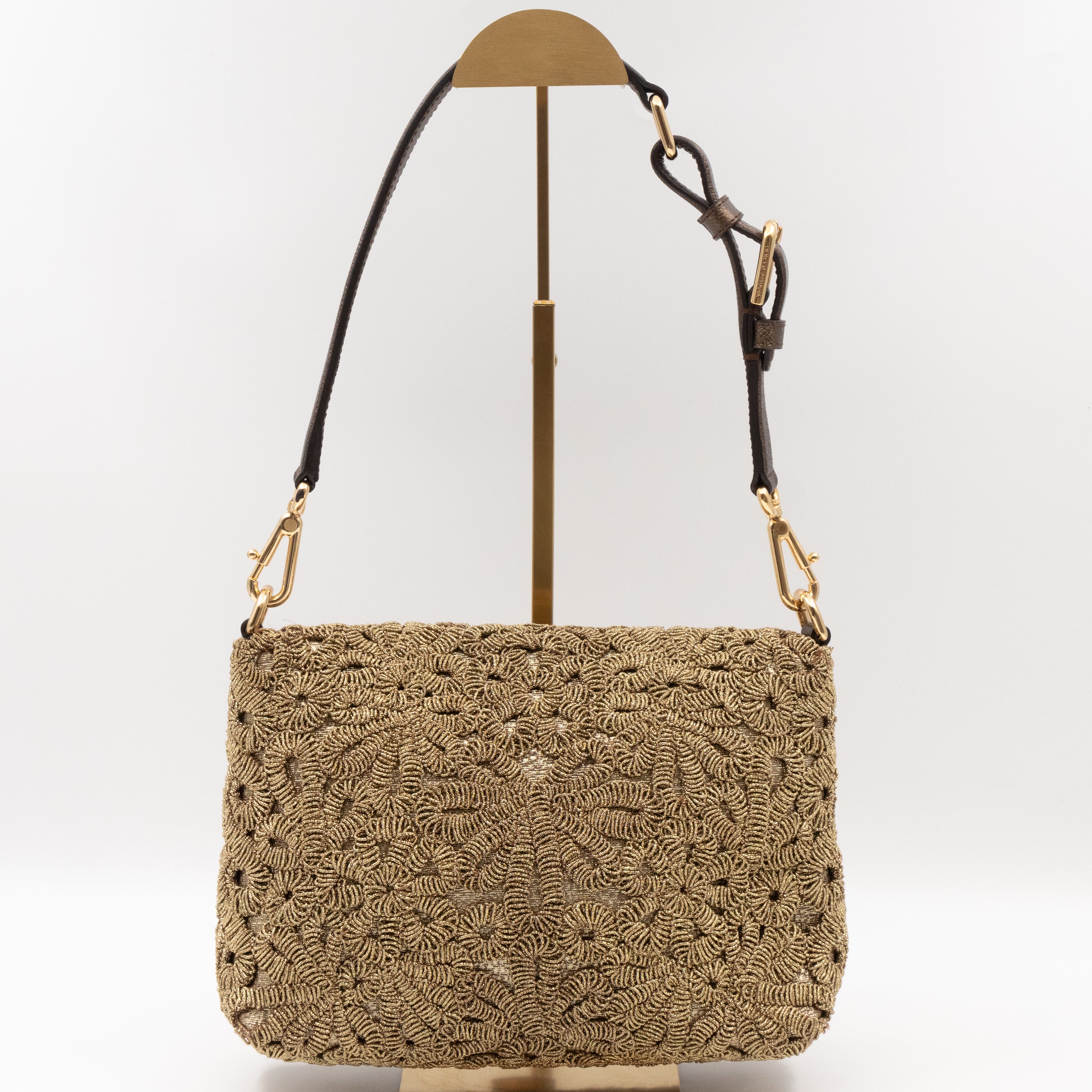 Gold Lurex Padlock Shoulder Bag