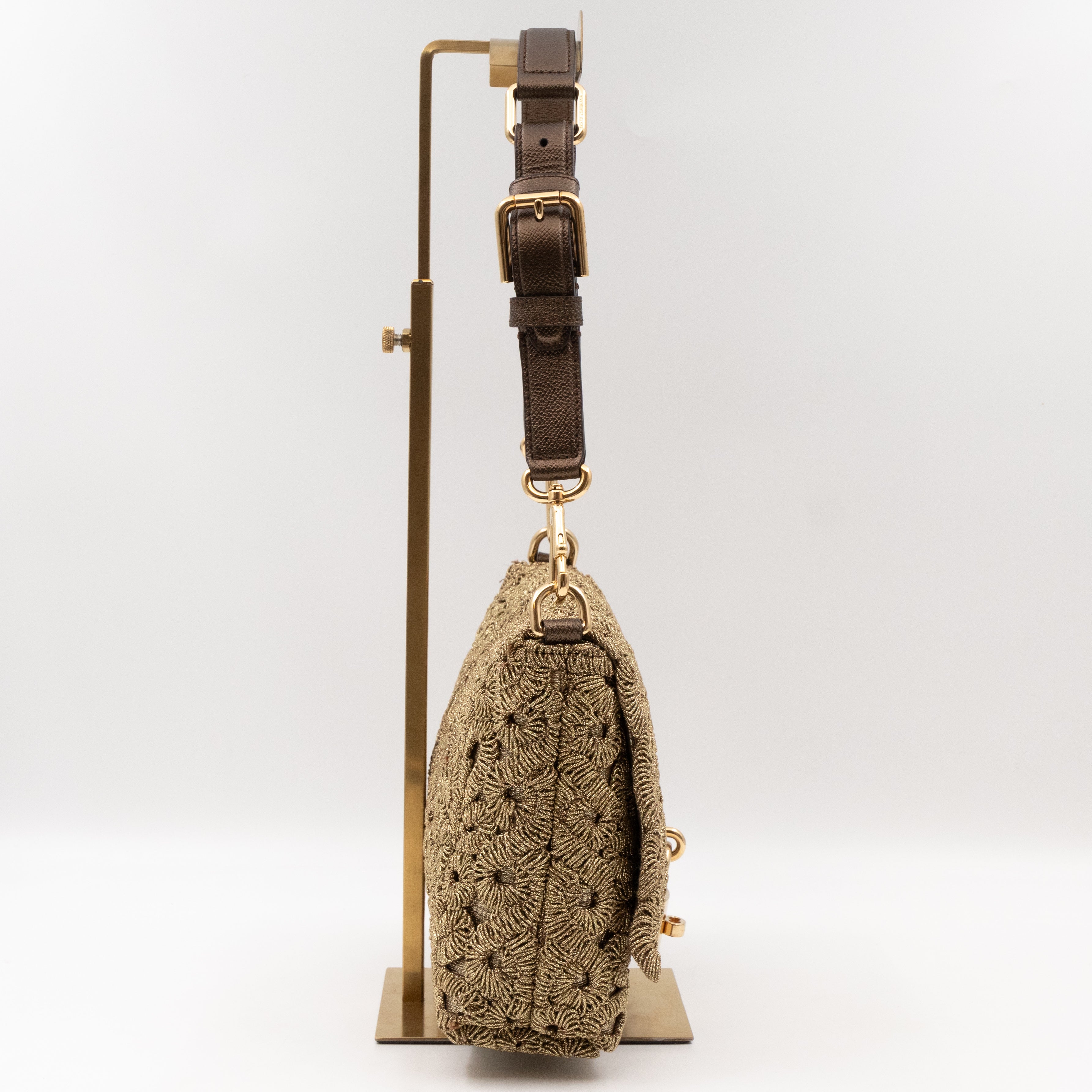 Gold Lurex Padlock Shoulder Bag