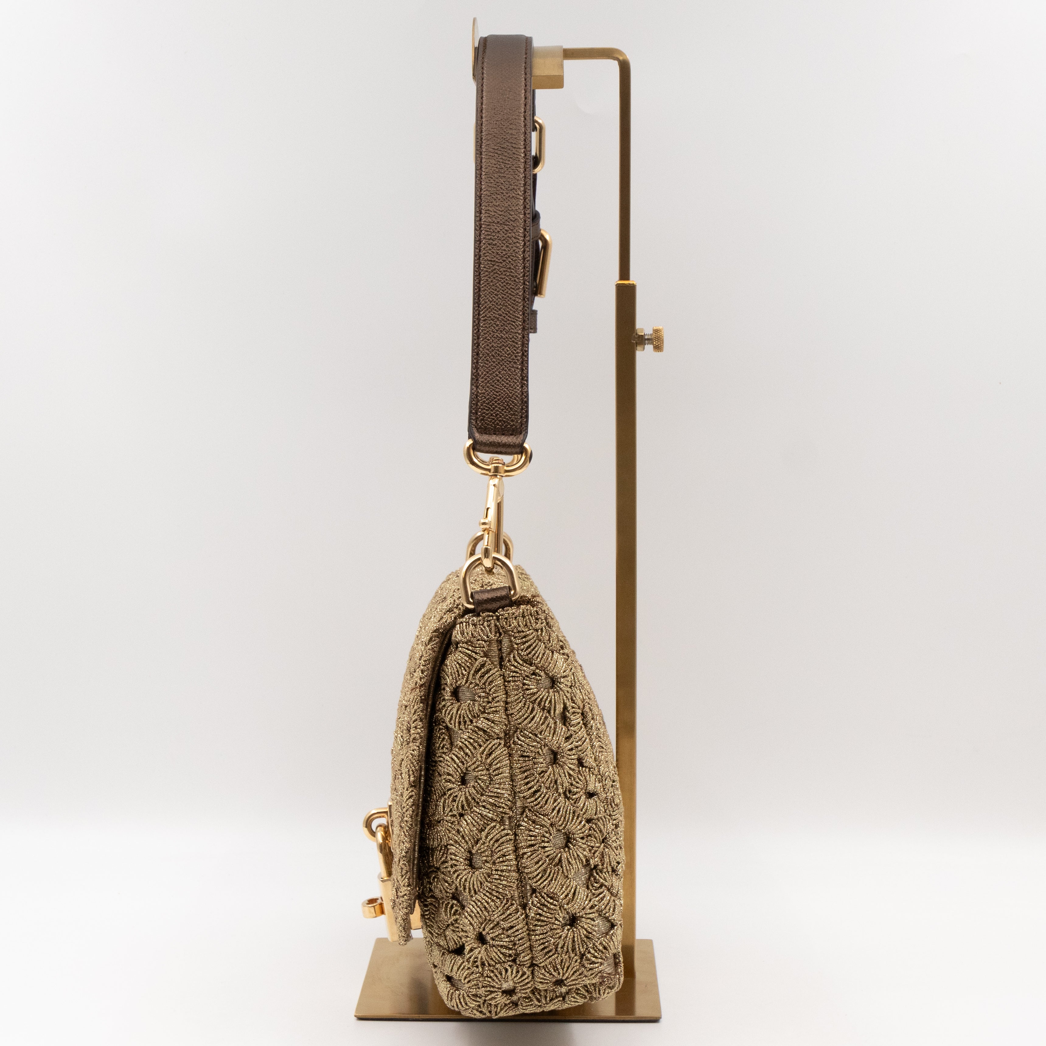 Gold Lurex Padlock Shoulder Bag
