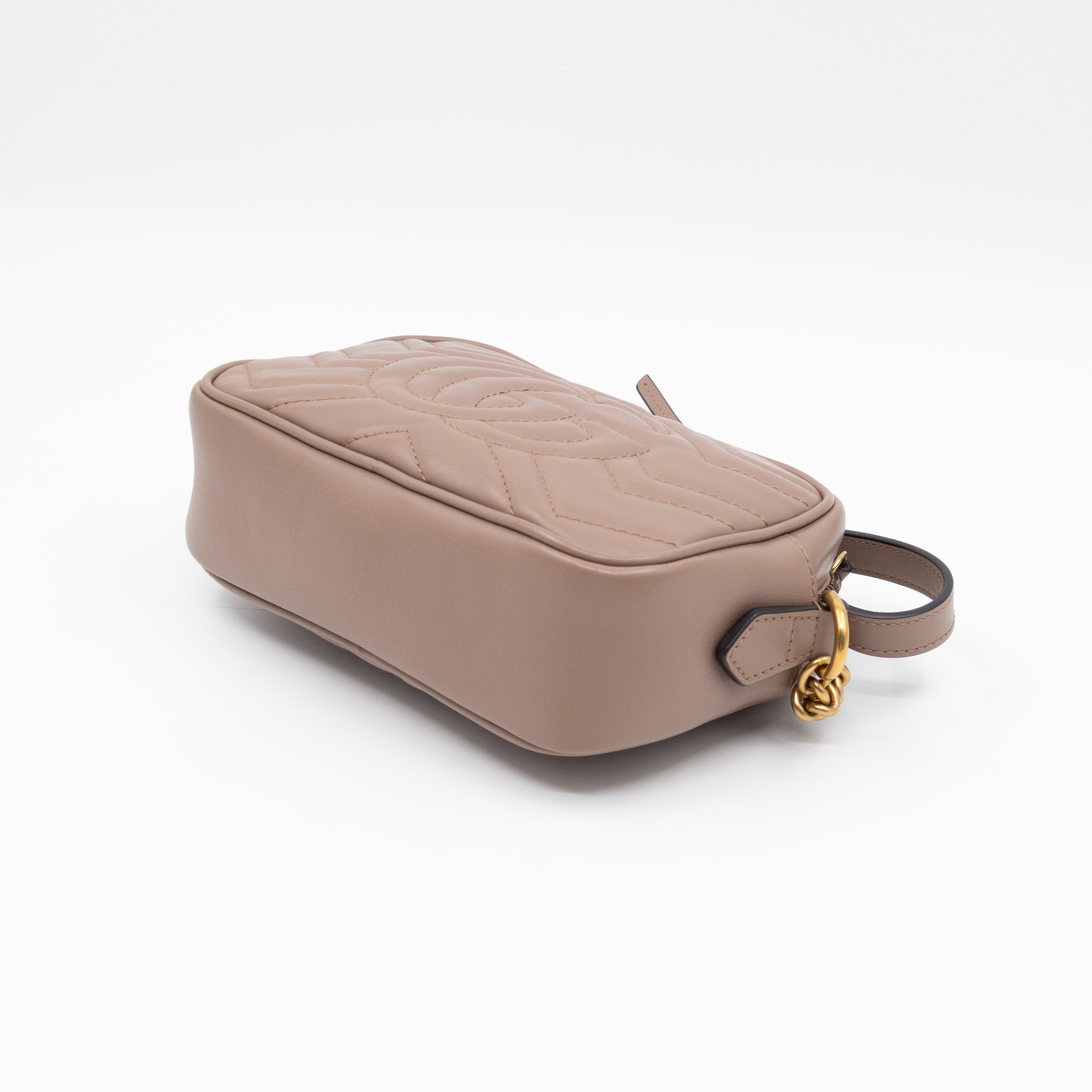 GG Marmont Mini Camera Bag Rose Beige Leather