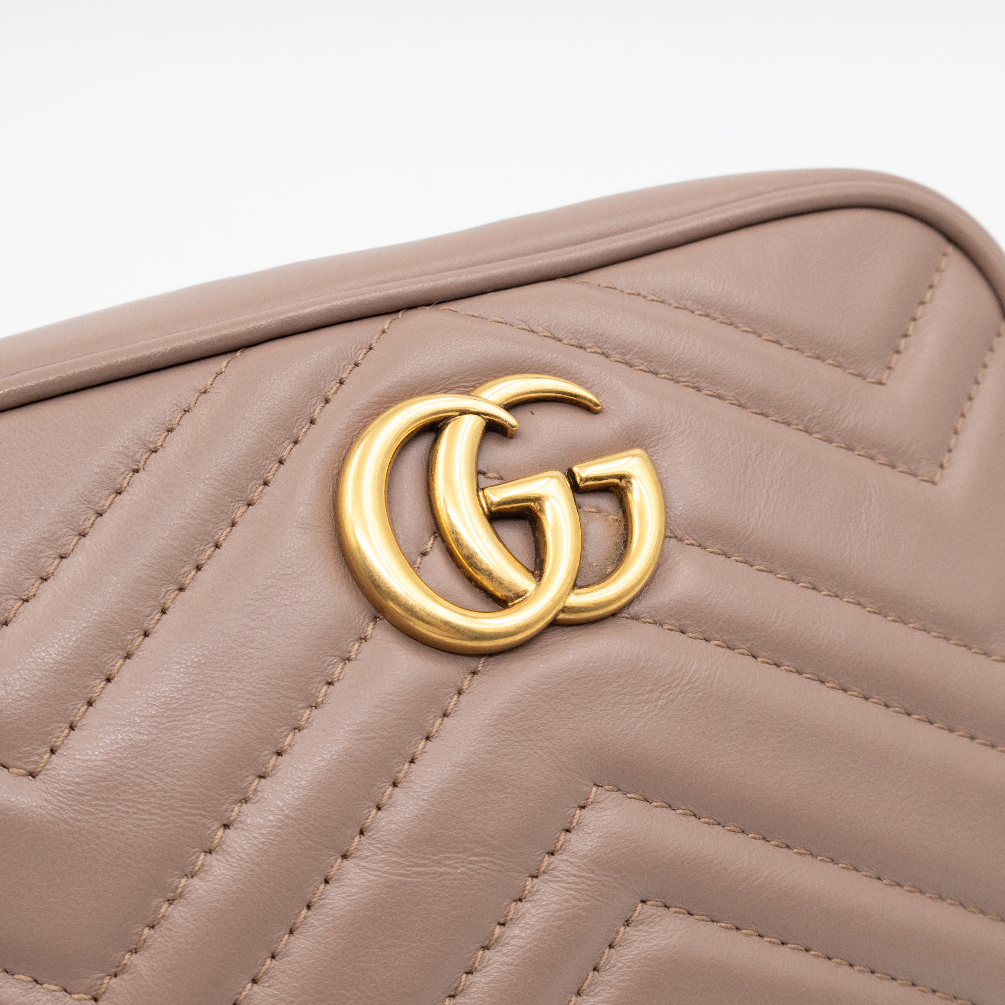 GG Marmont Mini Camera Bag Rose Beige Leather