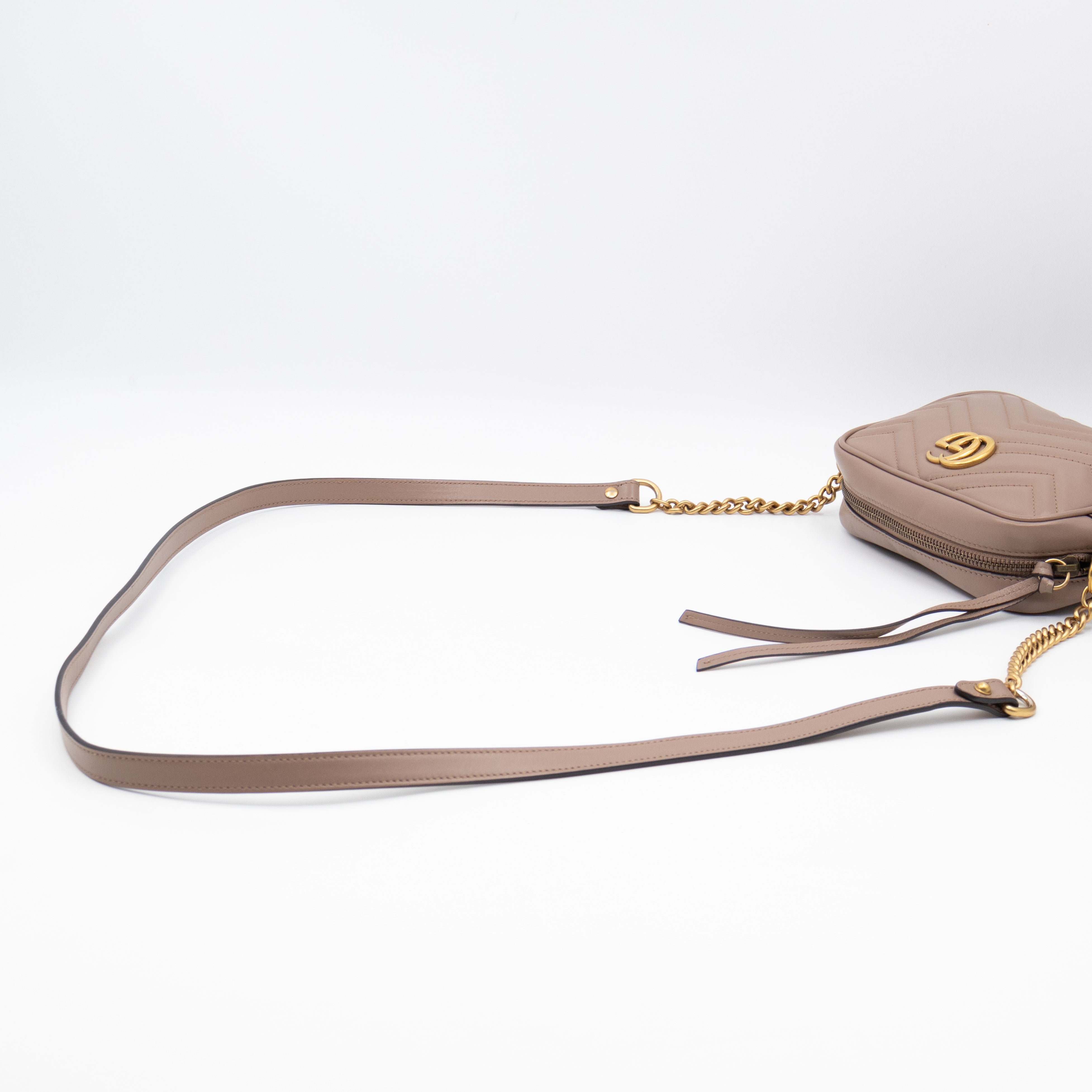 GG Marmont Mini Camera Bag Rose Beige Leather