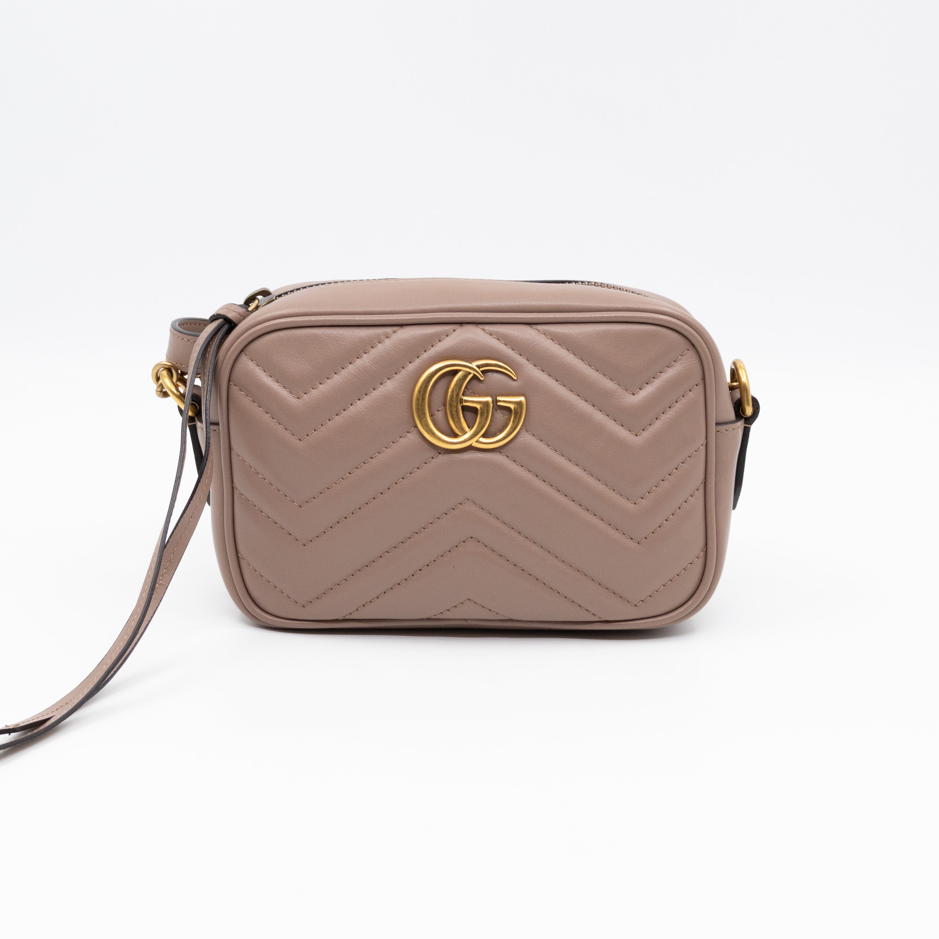 GG Marmont Mini Camera Bag Rose Beige Leather