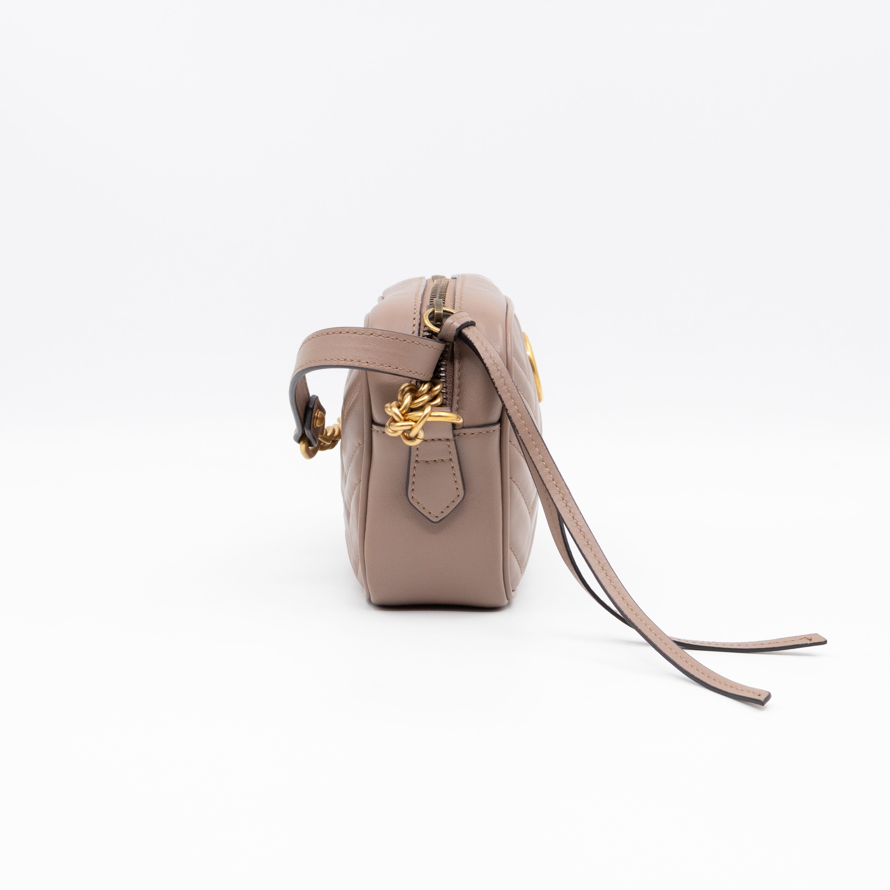 GG Marmont Mini Camera Bag Rose Beige Leather