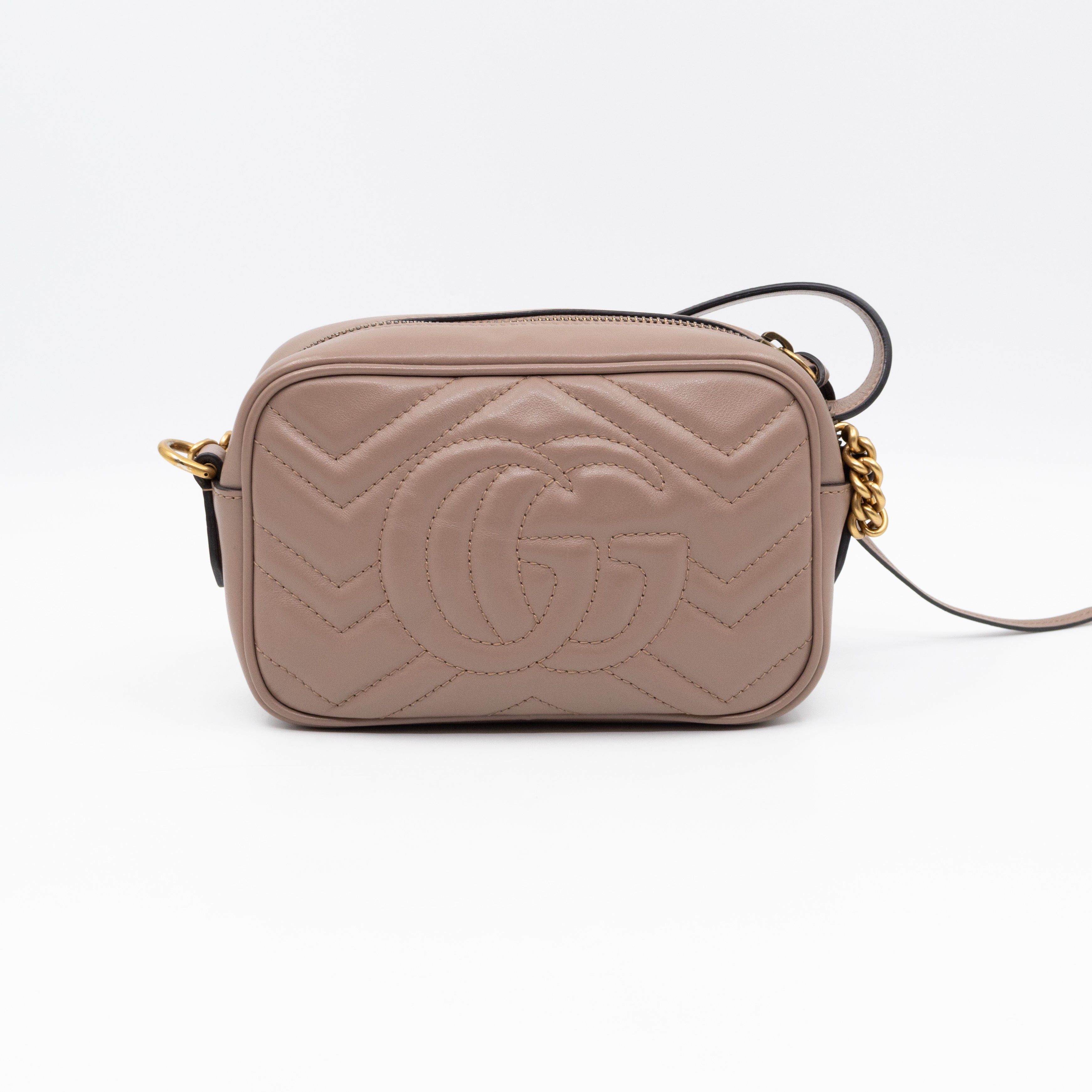 GG Marmont Mini Camera Bag Rose Beige Leather