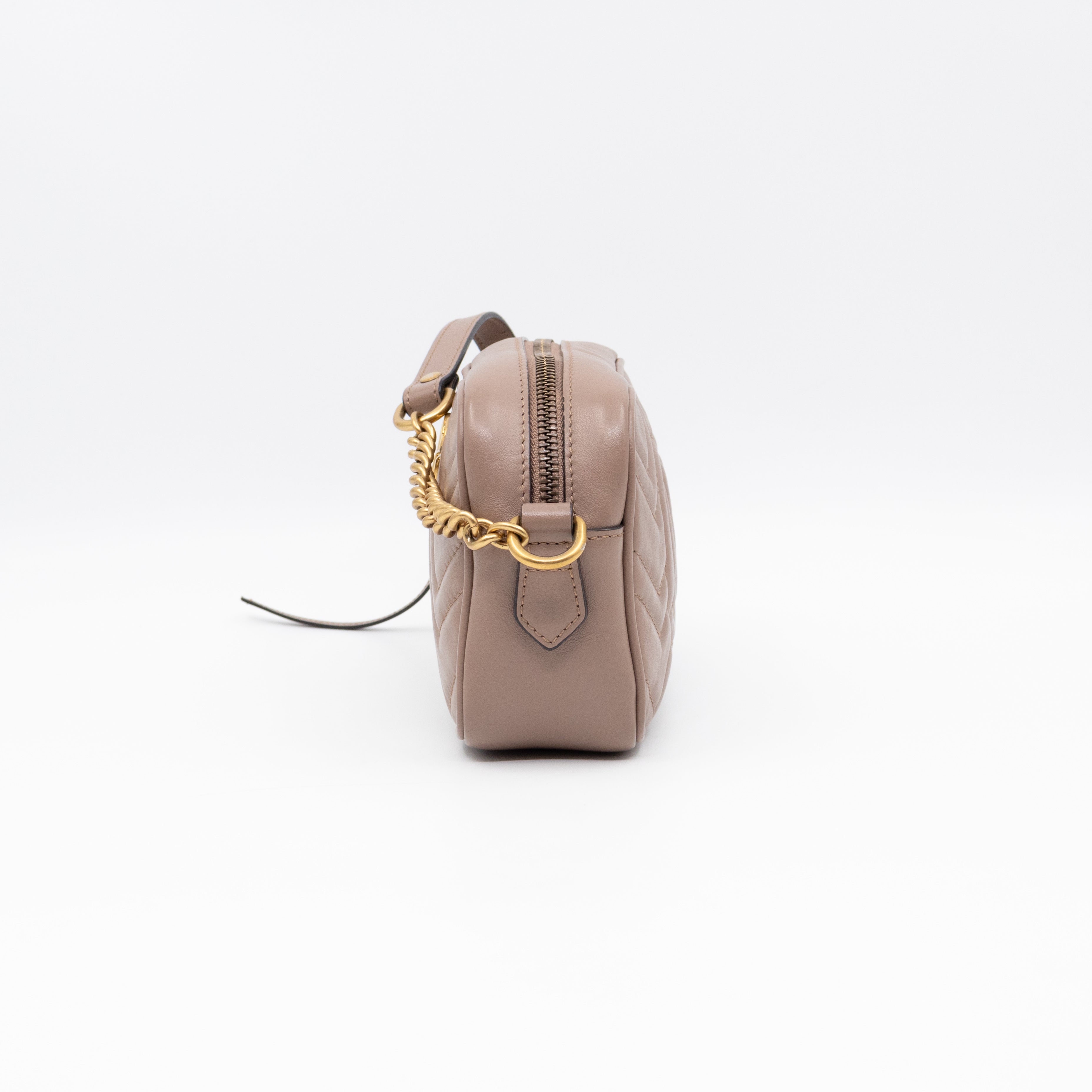 GG Marmont Mini Camera Bag Rose Beige Leather