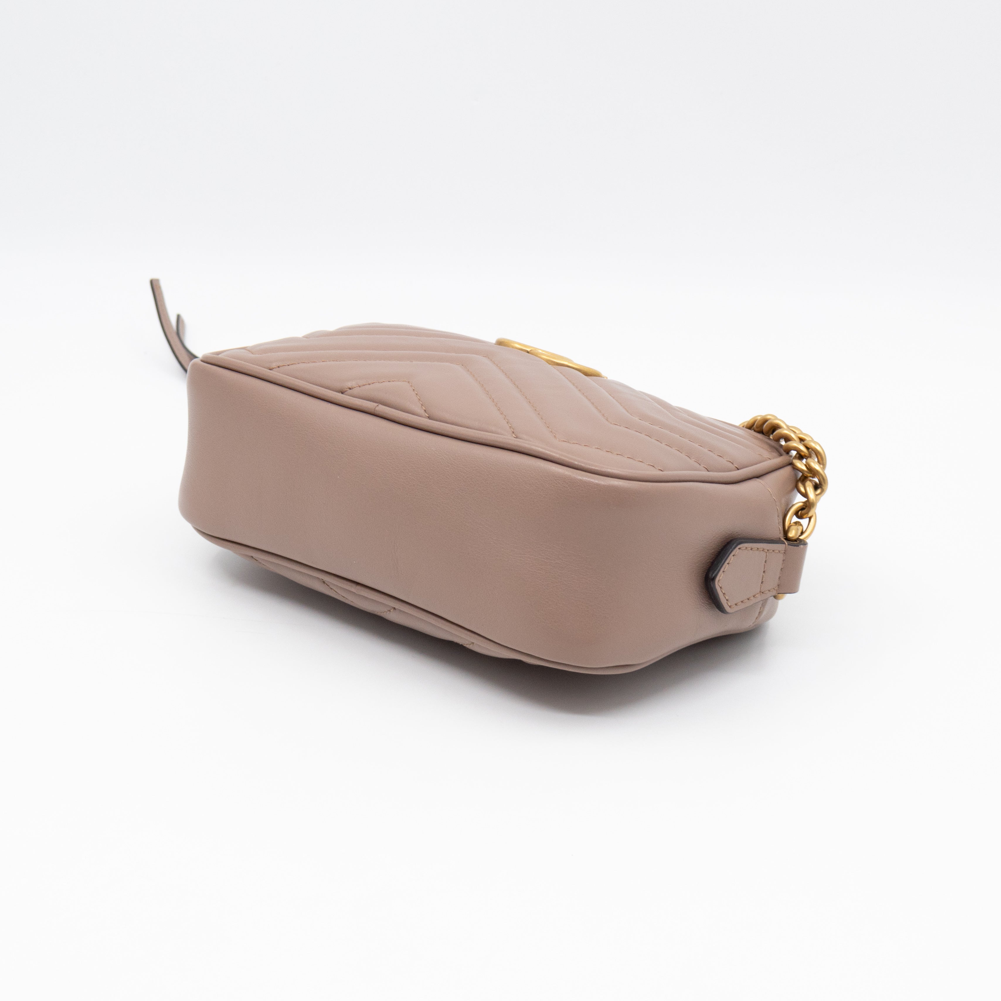 GG Marmont Mini Camera Bag Rose Beige Leather