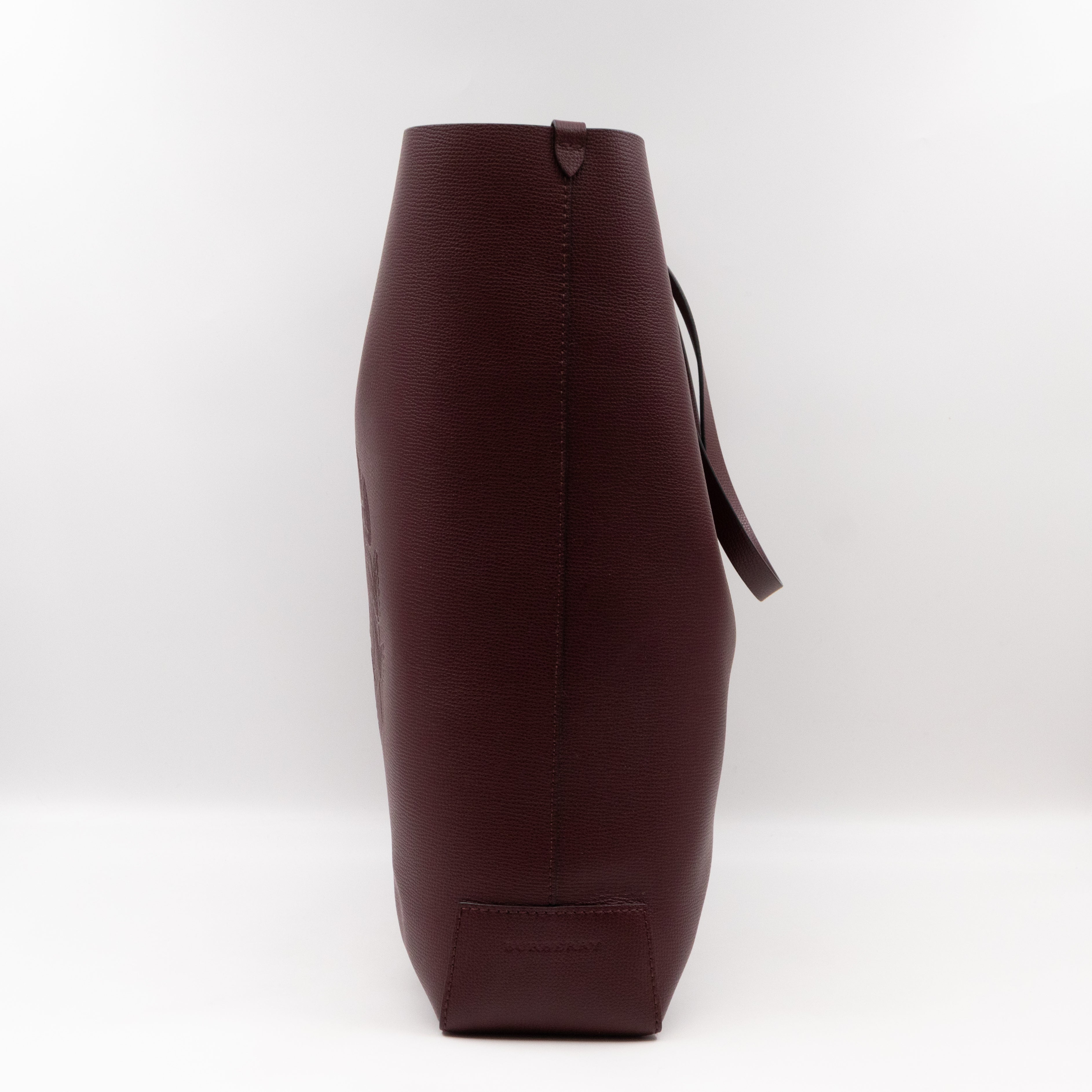 Large Embossed Crest Tote Burgundy Leather & House Check
