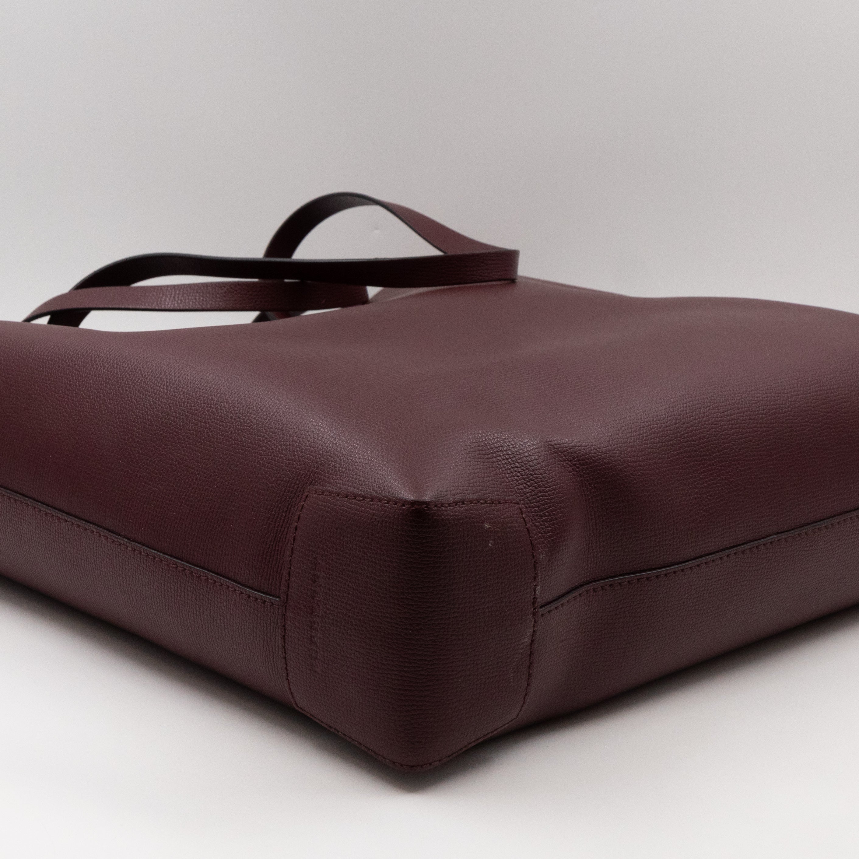Large Embossed Crest Tote Burgundy Leather & House Check