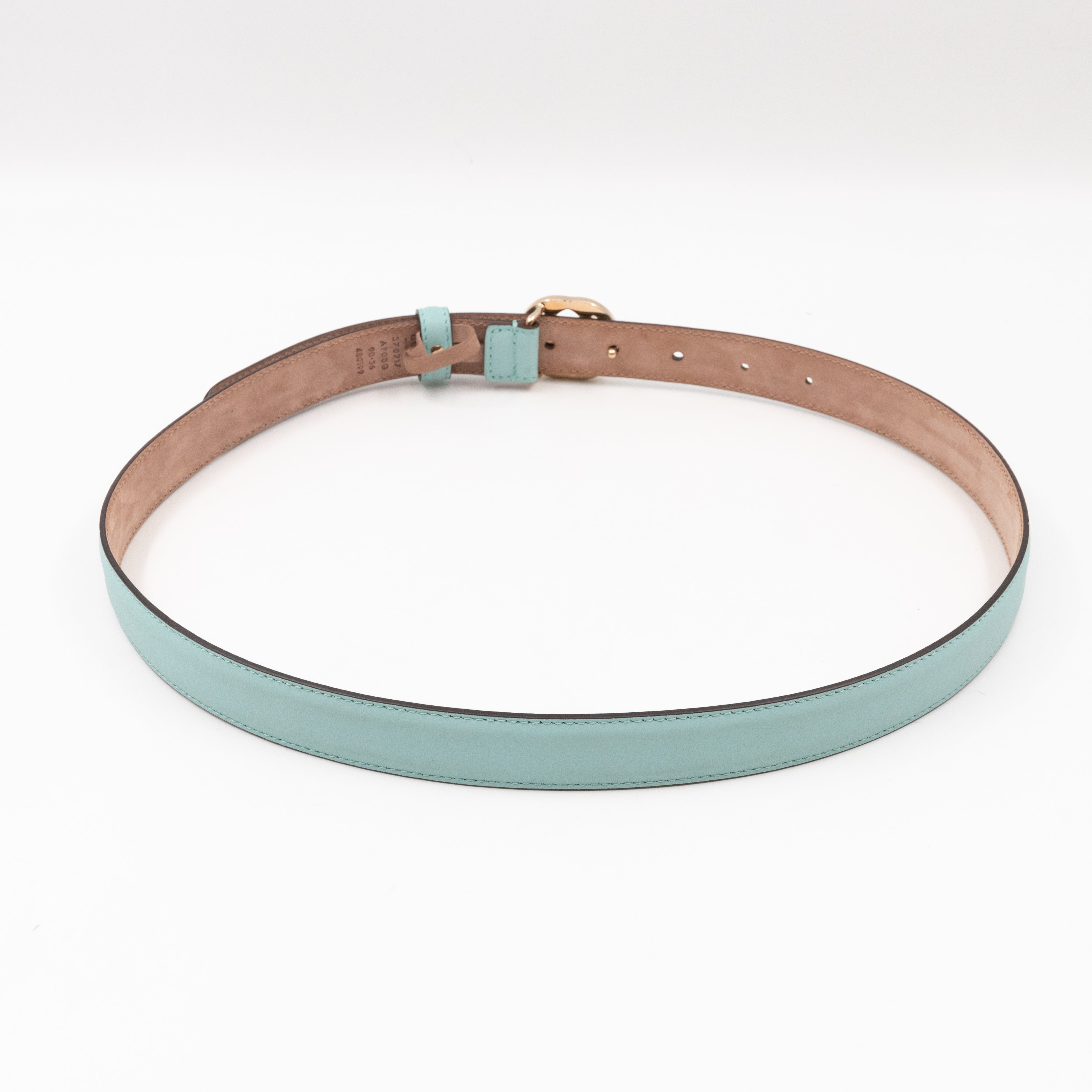 Interlocking G Buckle Belt Light Blue Leather 90/36