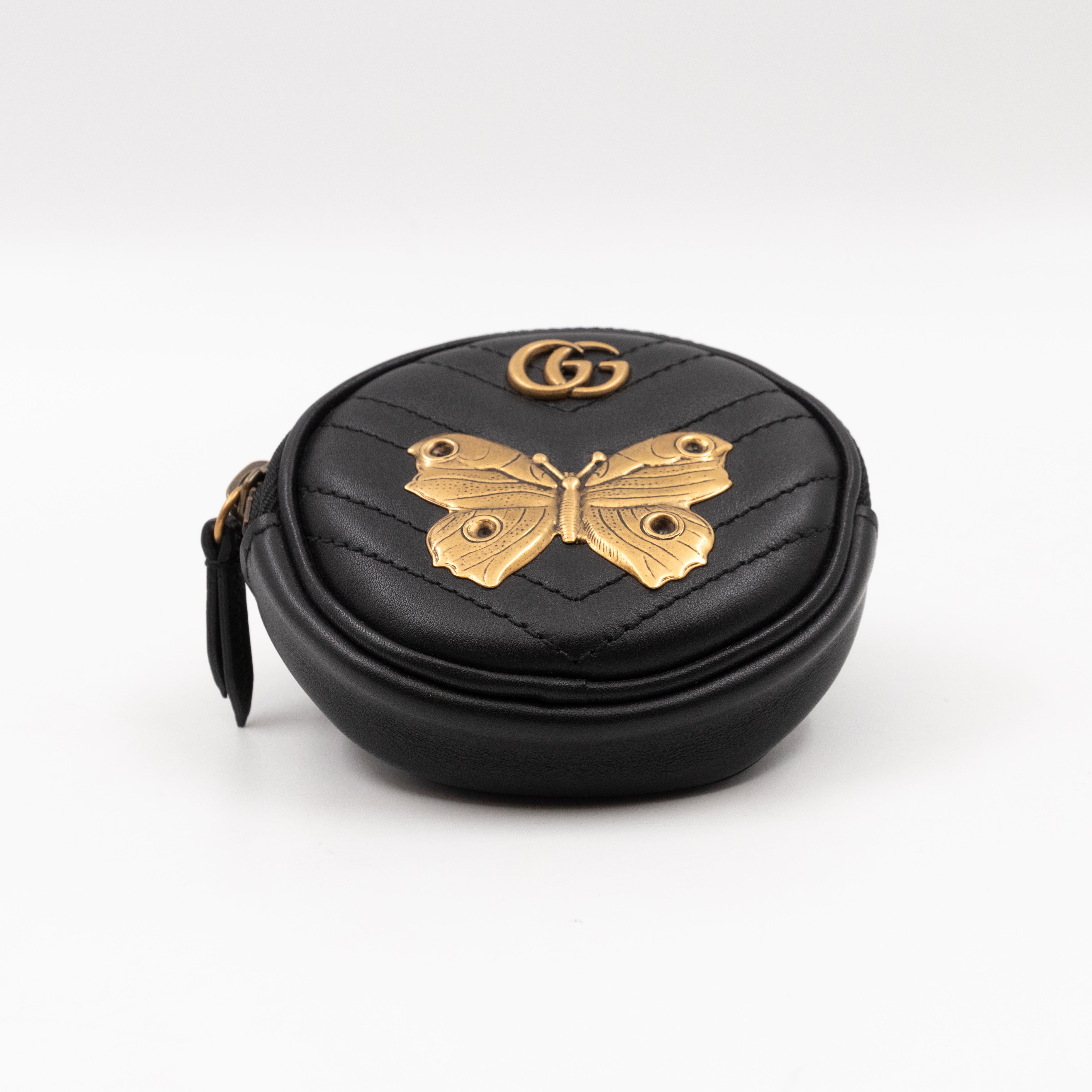 Wrist Pouch Animal Studs Black Leather
