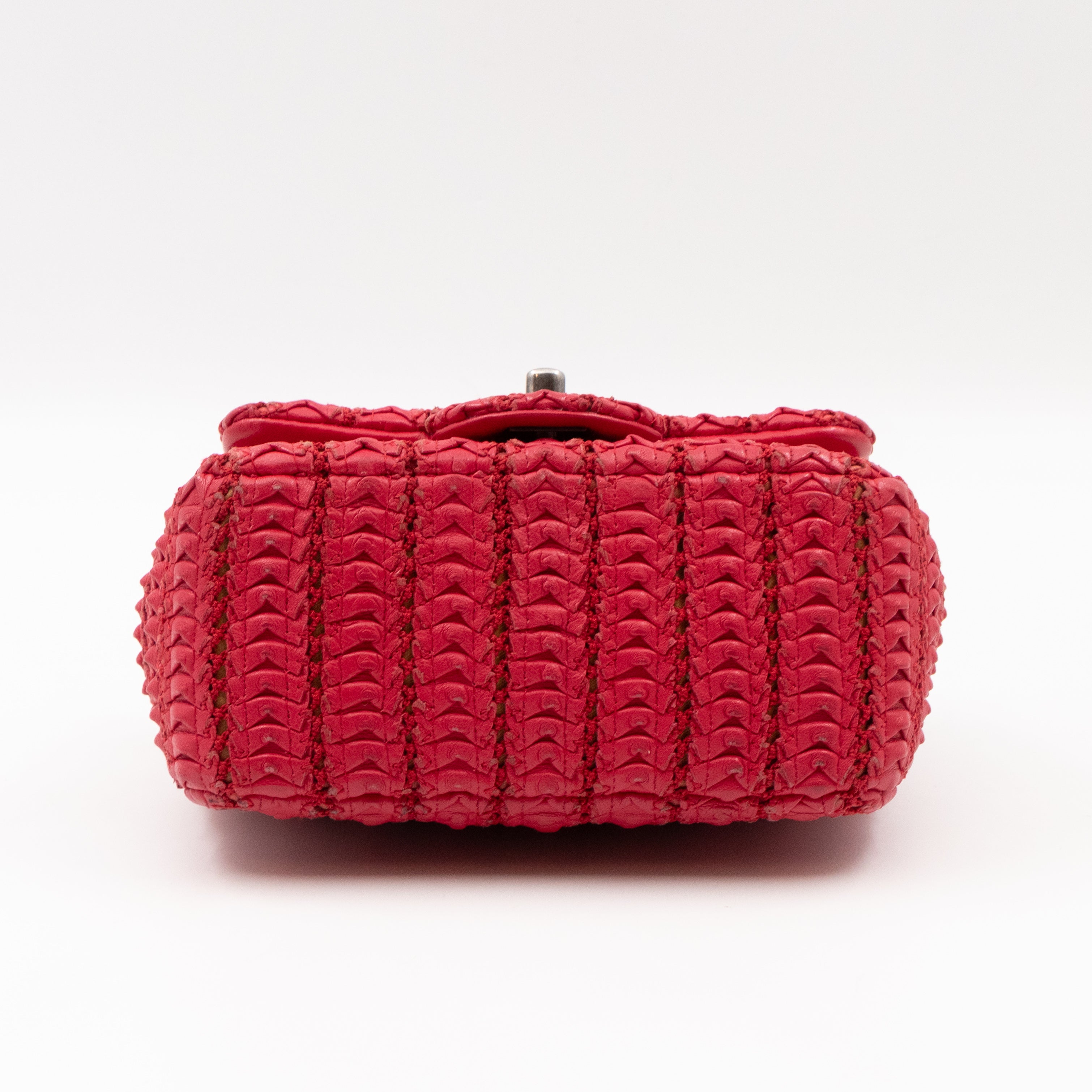Classic Flap Mini Square Crochet Red Lambskin