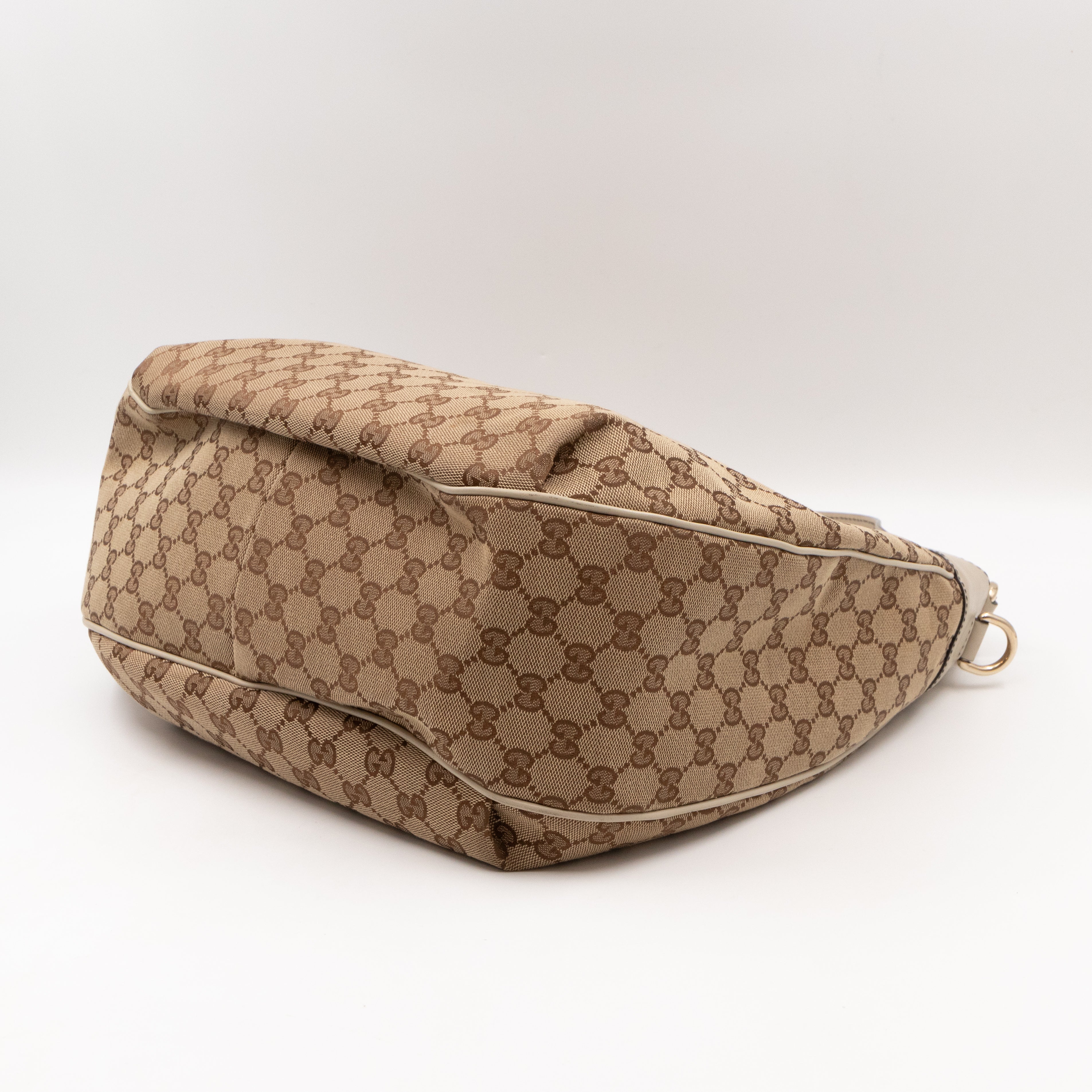 Emily Hobo Bag GG Canvas & White Leather