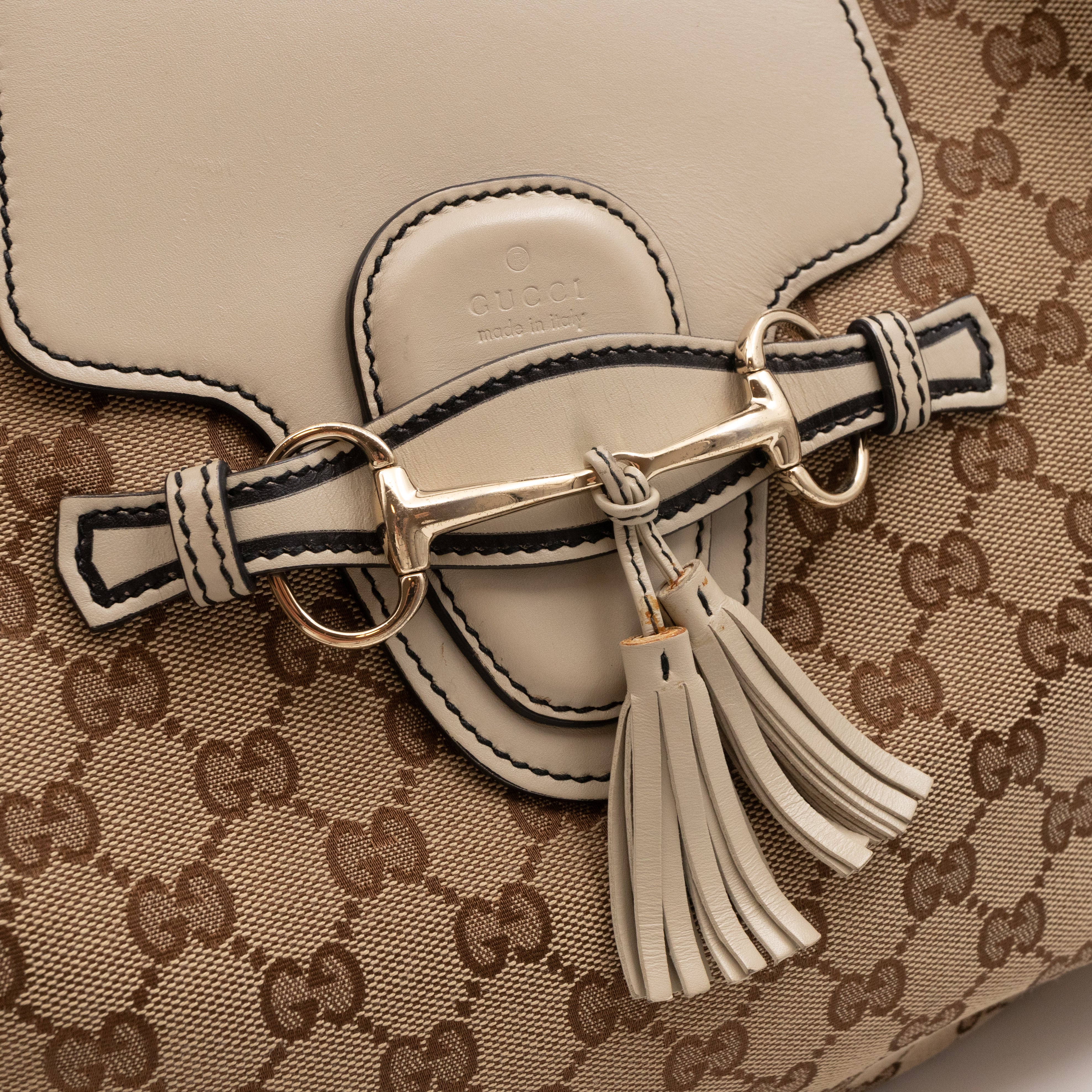 Emily Hobo Bag GG Canvas & White Leather