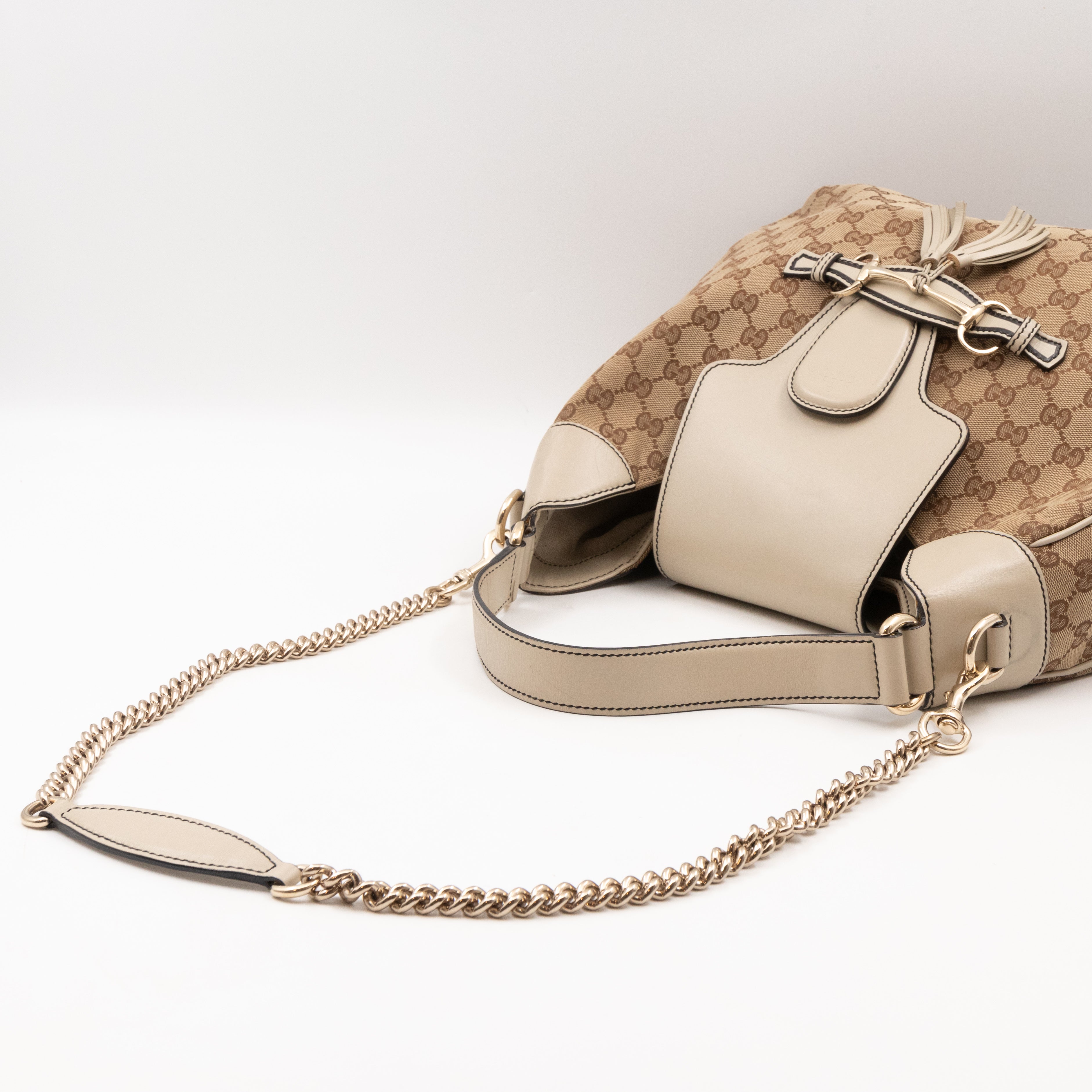 Emily Hobo Bag GG Canvas & White Leather
