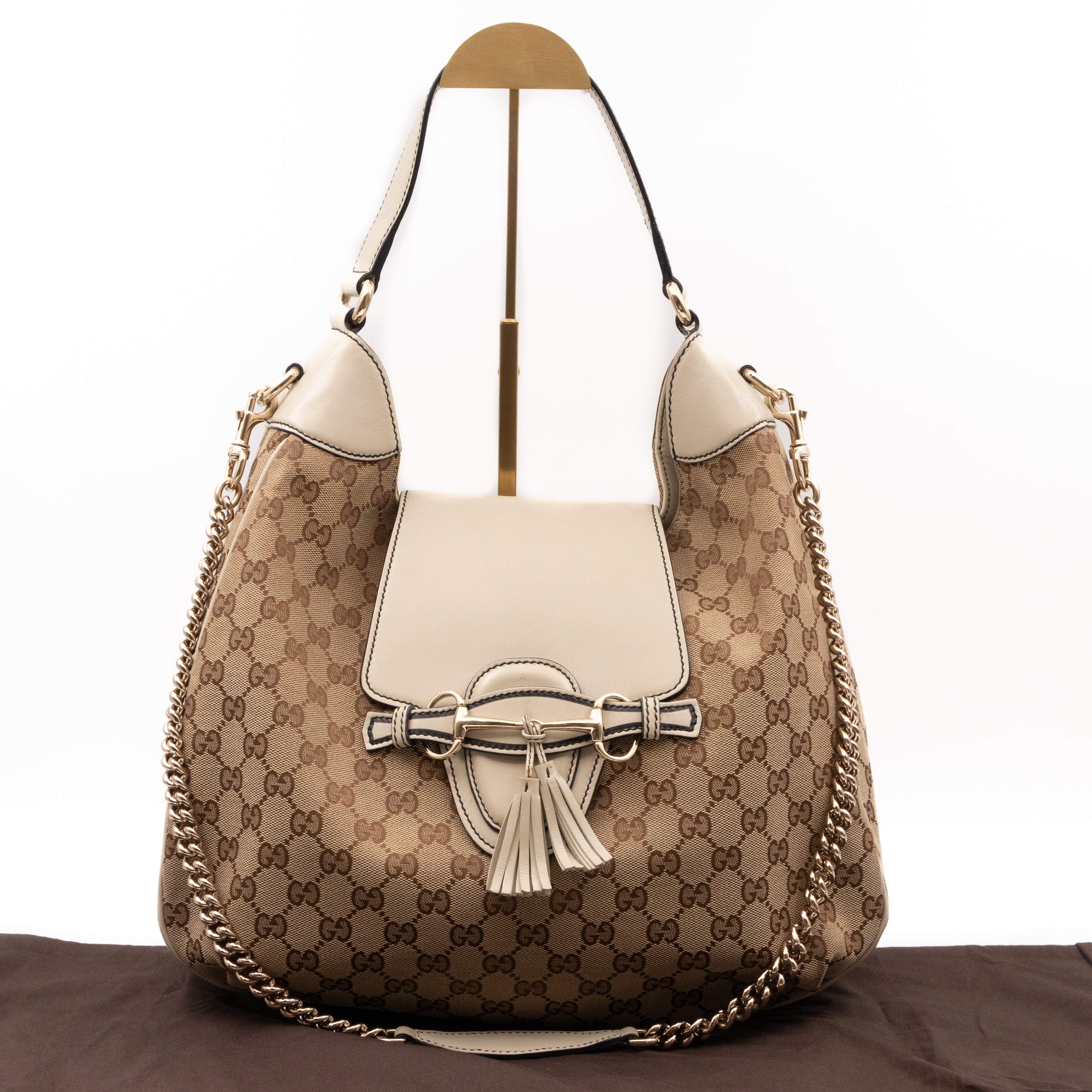 Emily Hobo Bag GG Canvas & White Leather