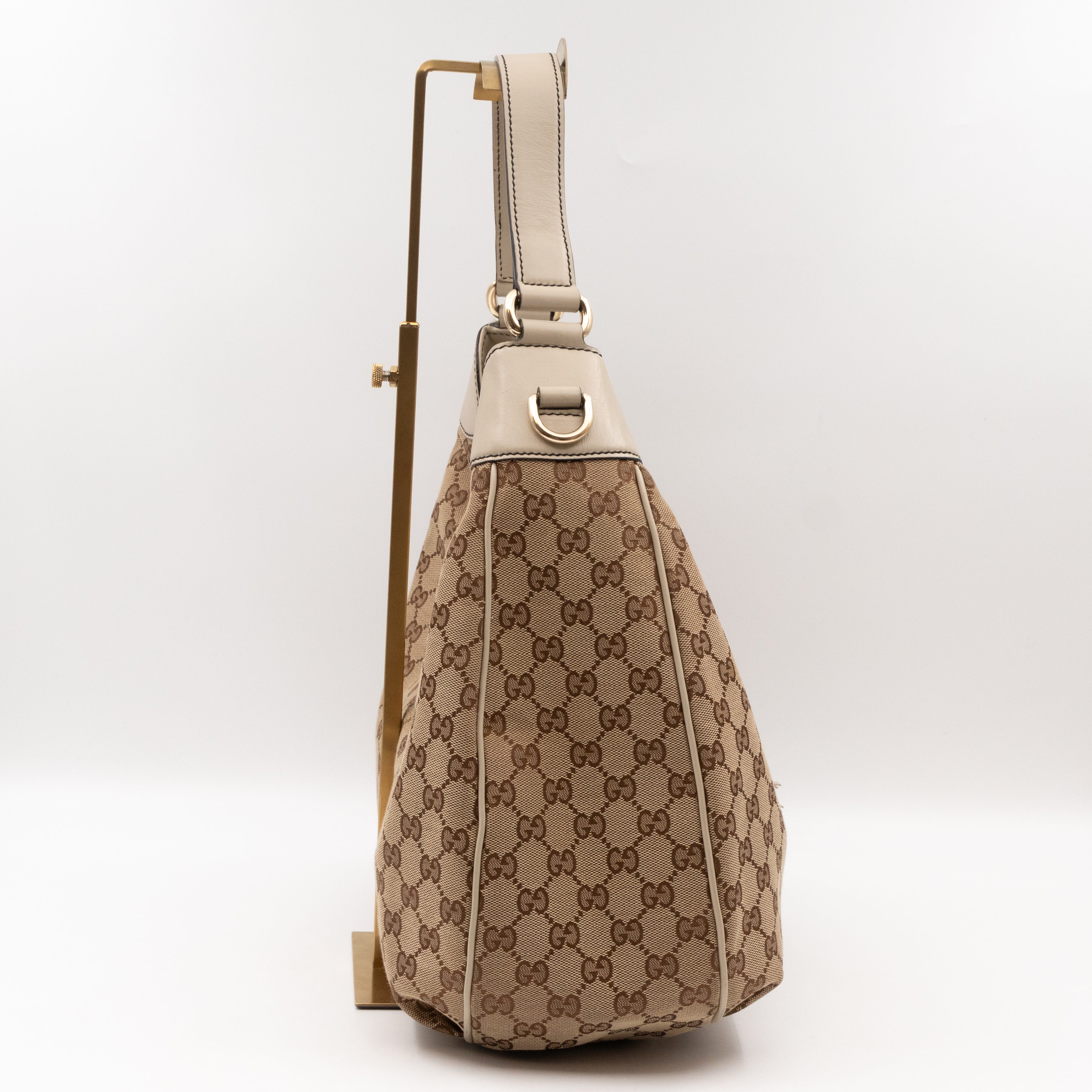 Emily Hobo Bag GG Canvas & White Leather