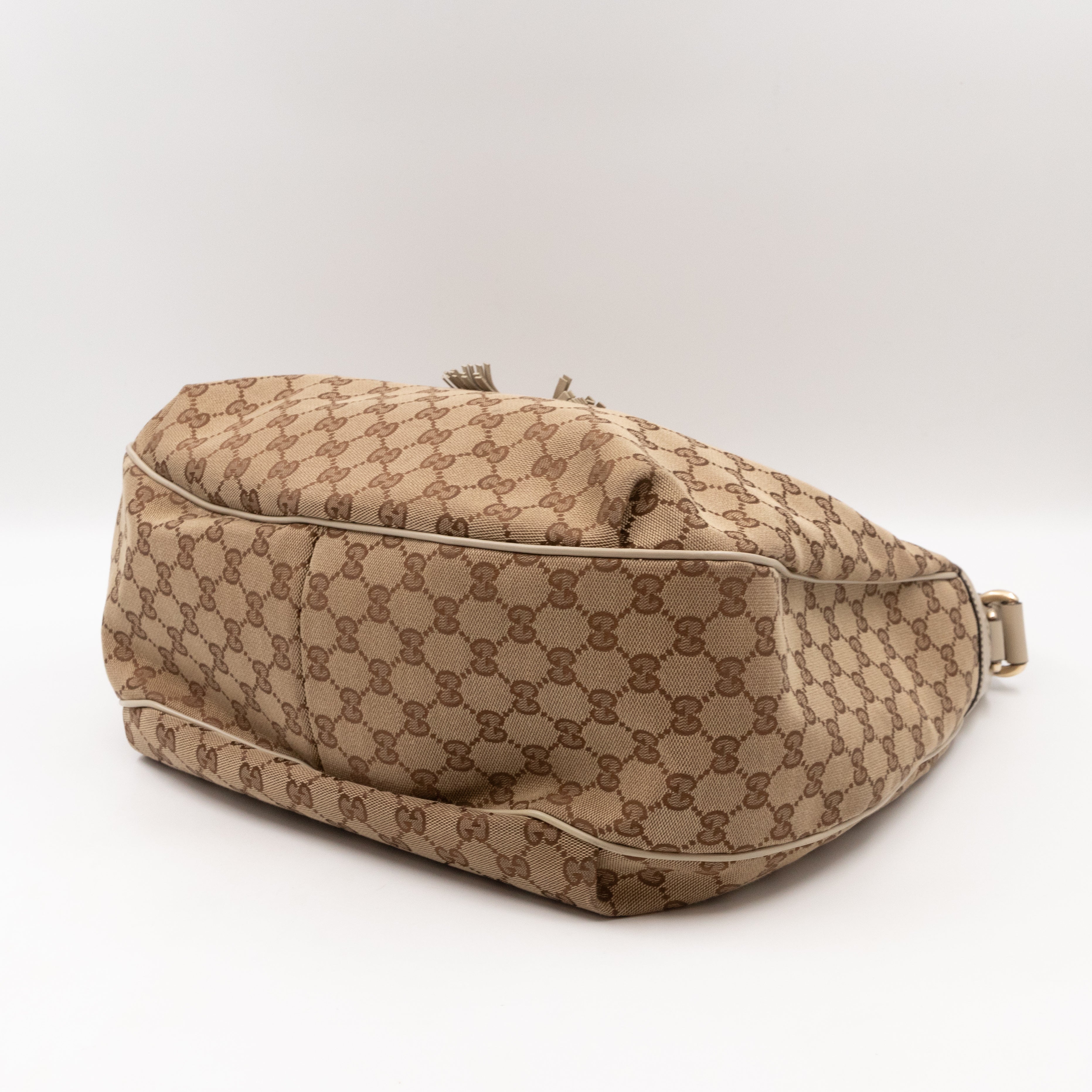 Emily Hobo Bag GG Canvas & White Leather