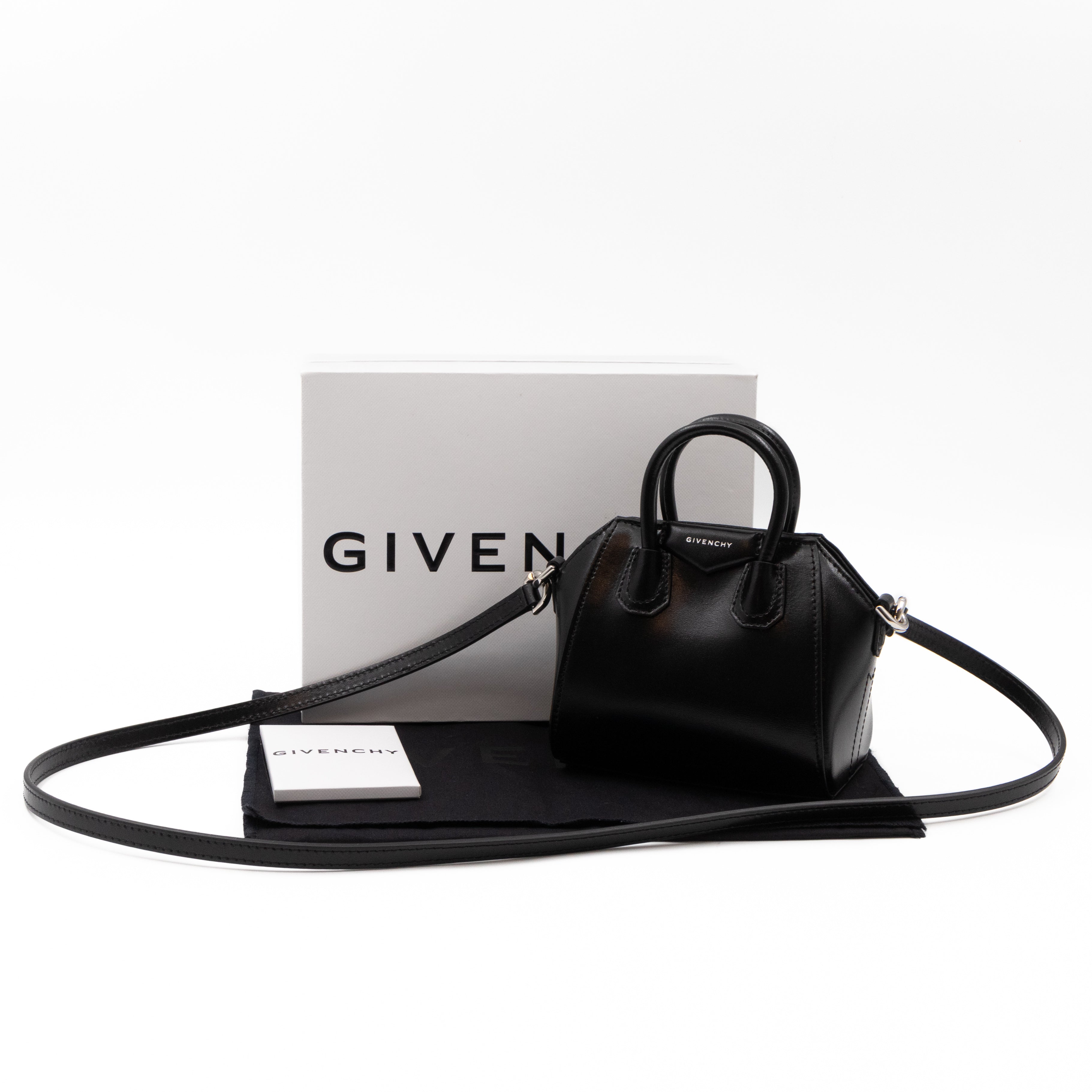 Antigona Micro Black Polished Calfskin Leather