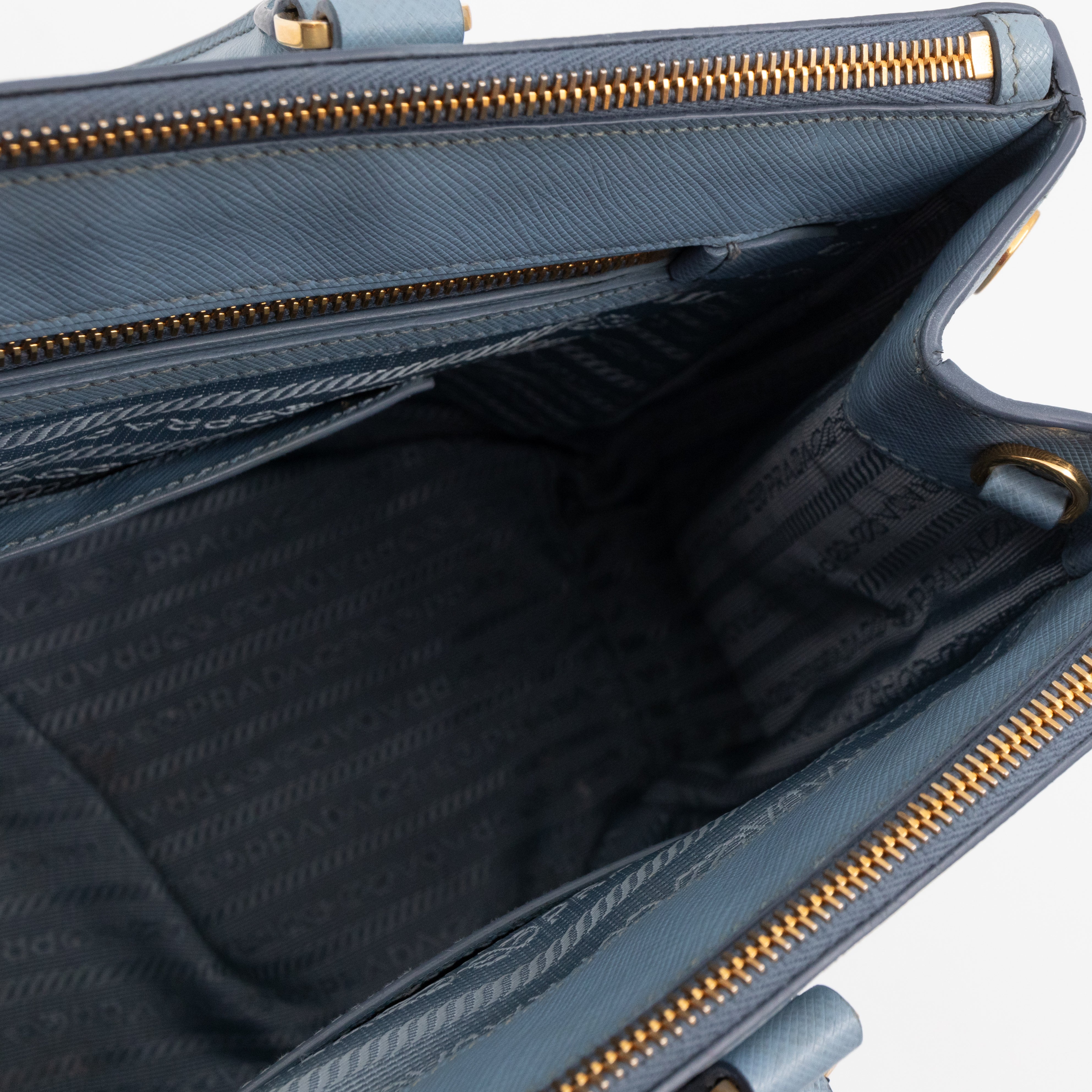 Galleria Large Double Zip Astral Blue Saffiano Leather