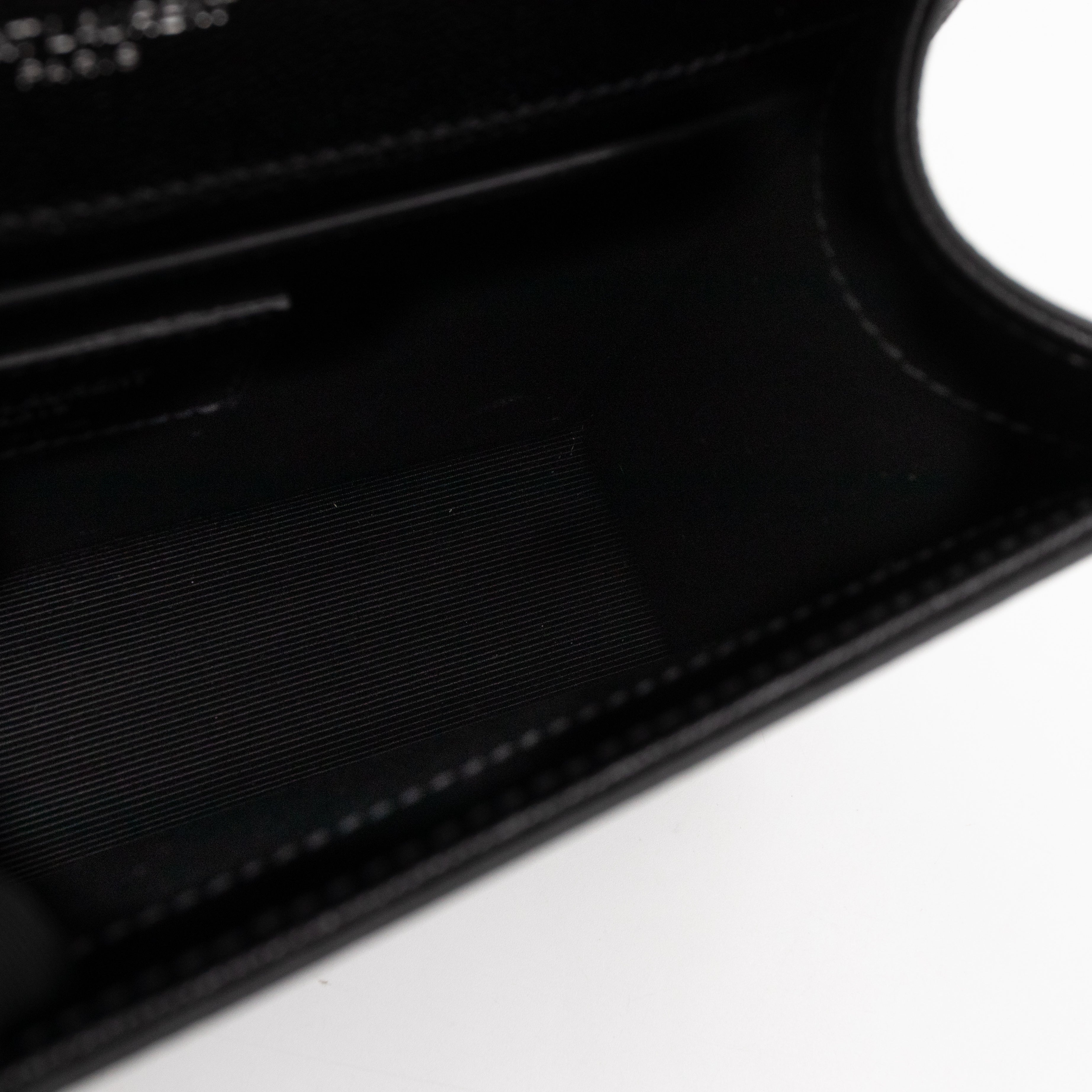 Kate Small Tassel Grained Leather Black and Silver