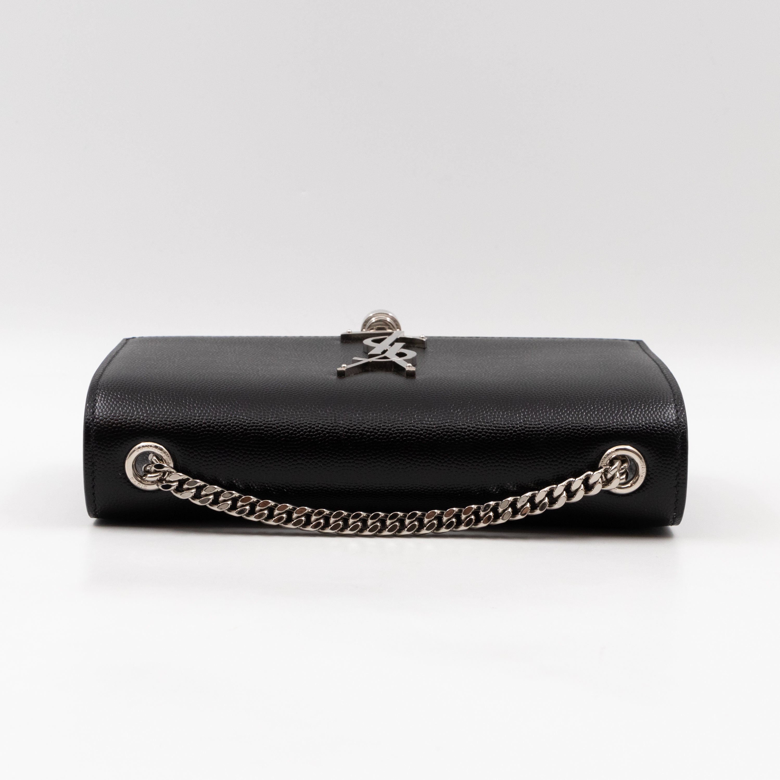 Kate Small Tassel Grained Leather Black and Silver
