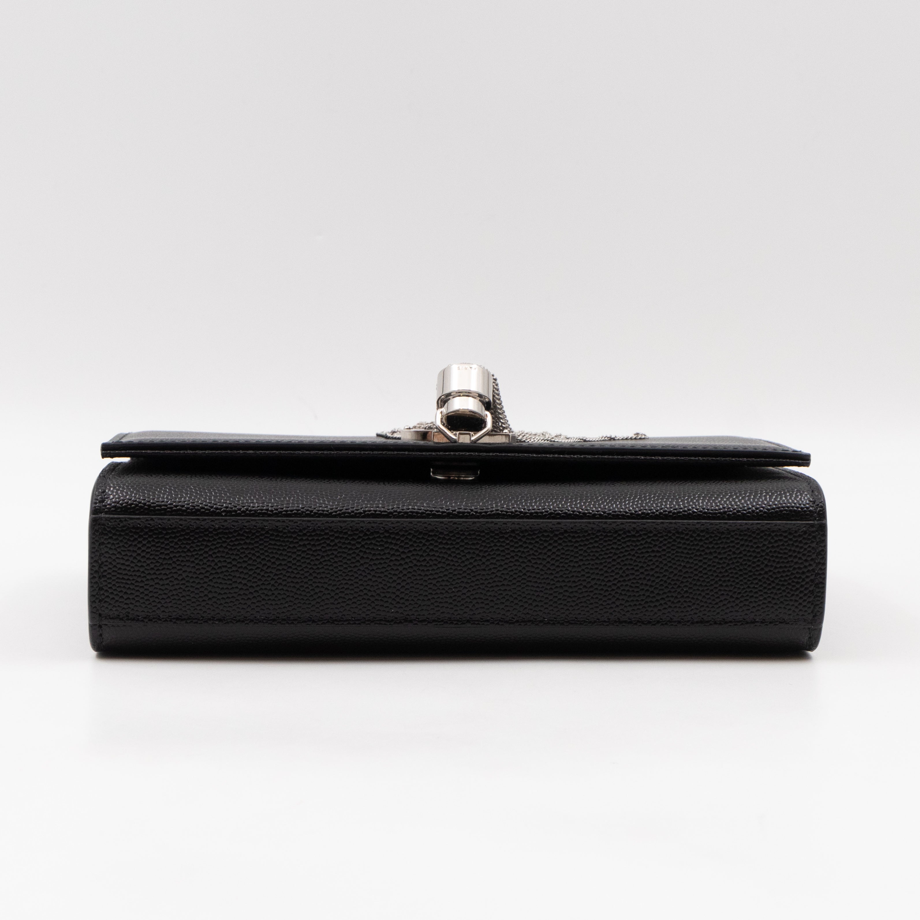 Kate Small Tassel Grained Leather Black and Silver