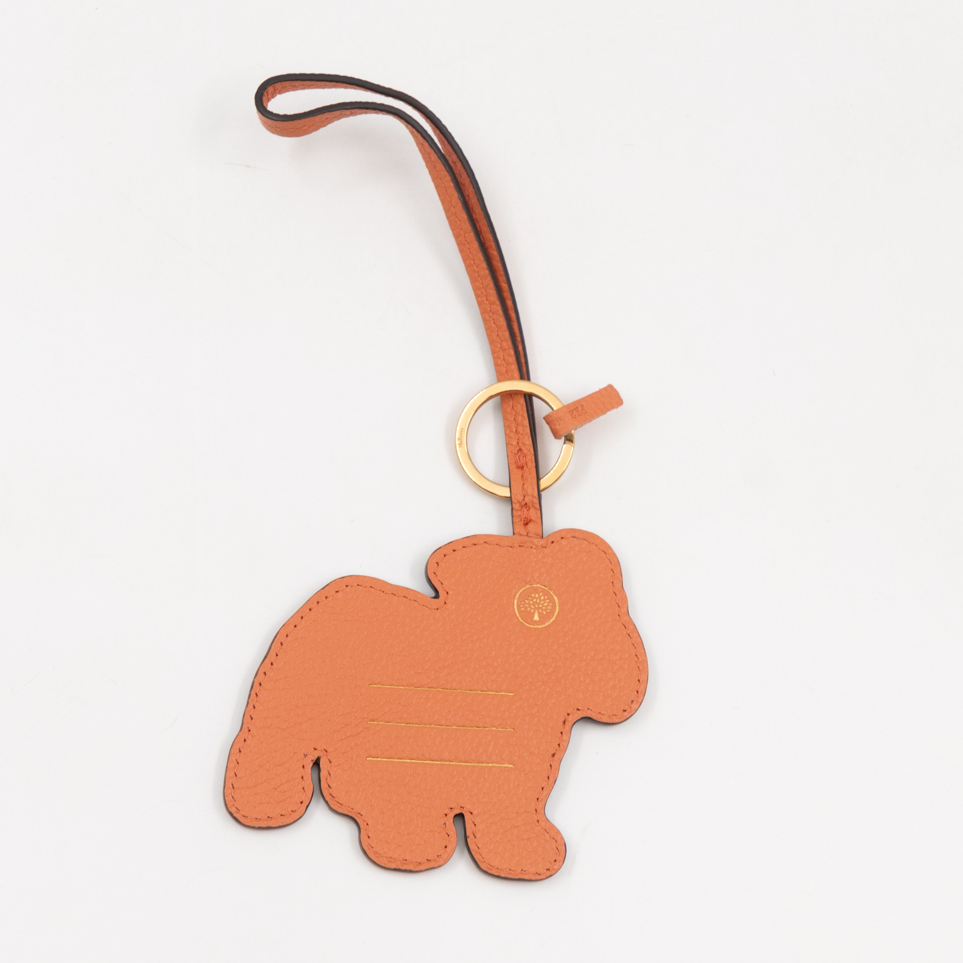 Bulldog Keyring Blue & White Leather