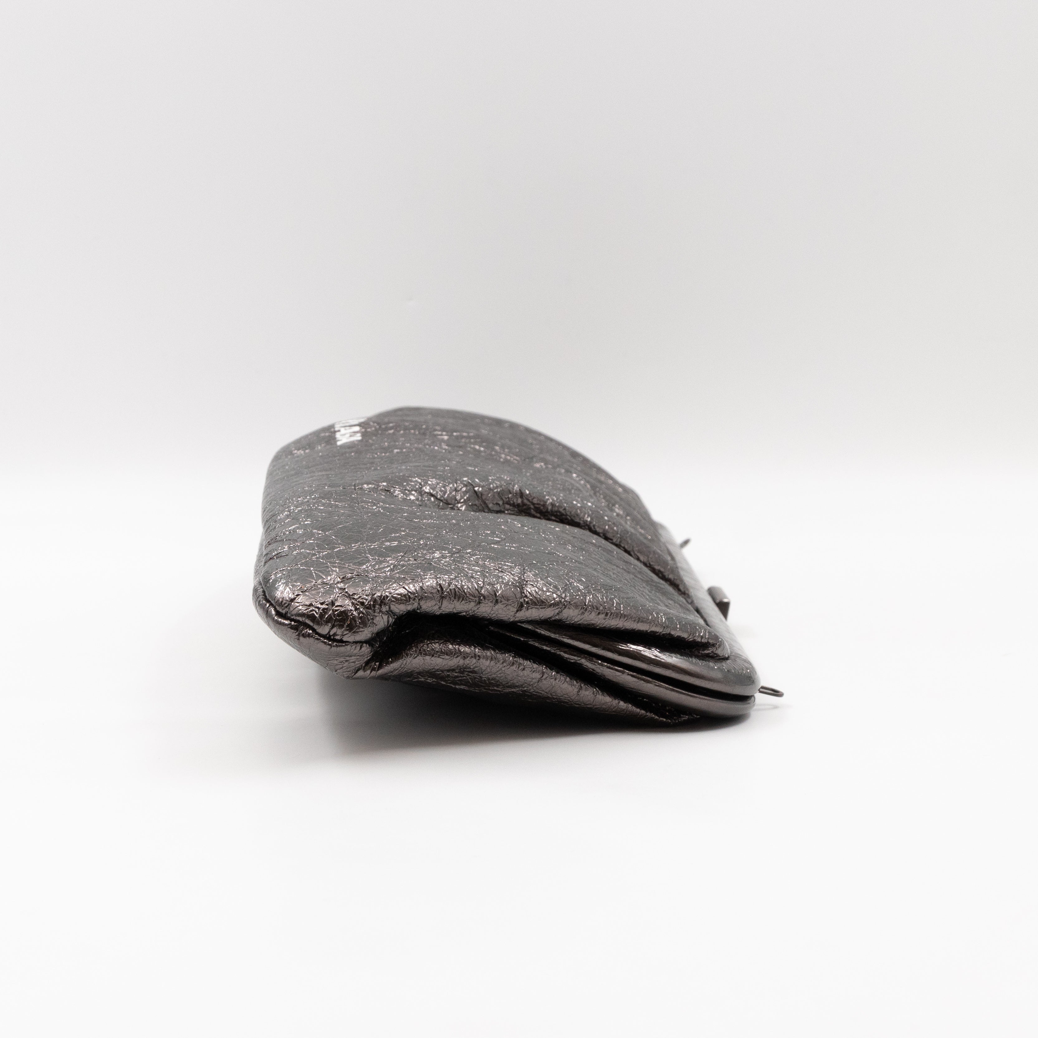 Cloud XL Clutch Bag Dark Grey Metallic Distressed Leather