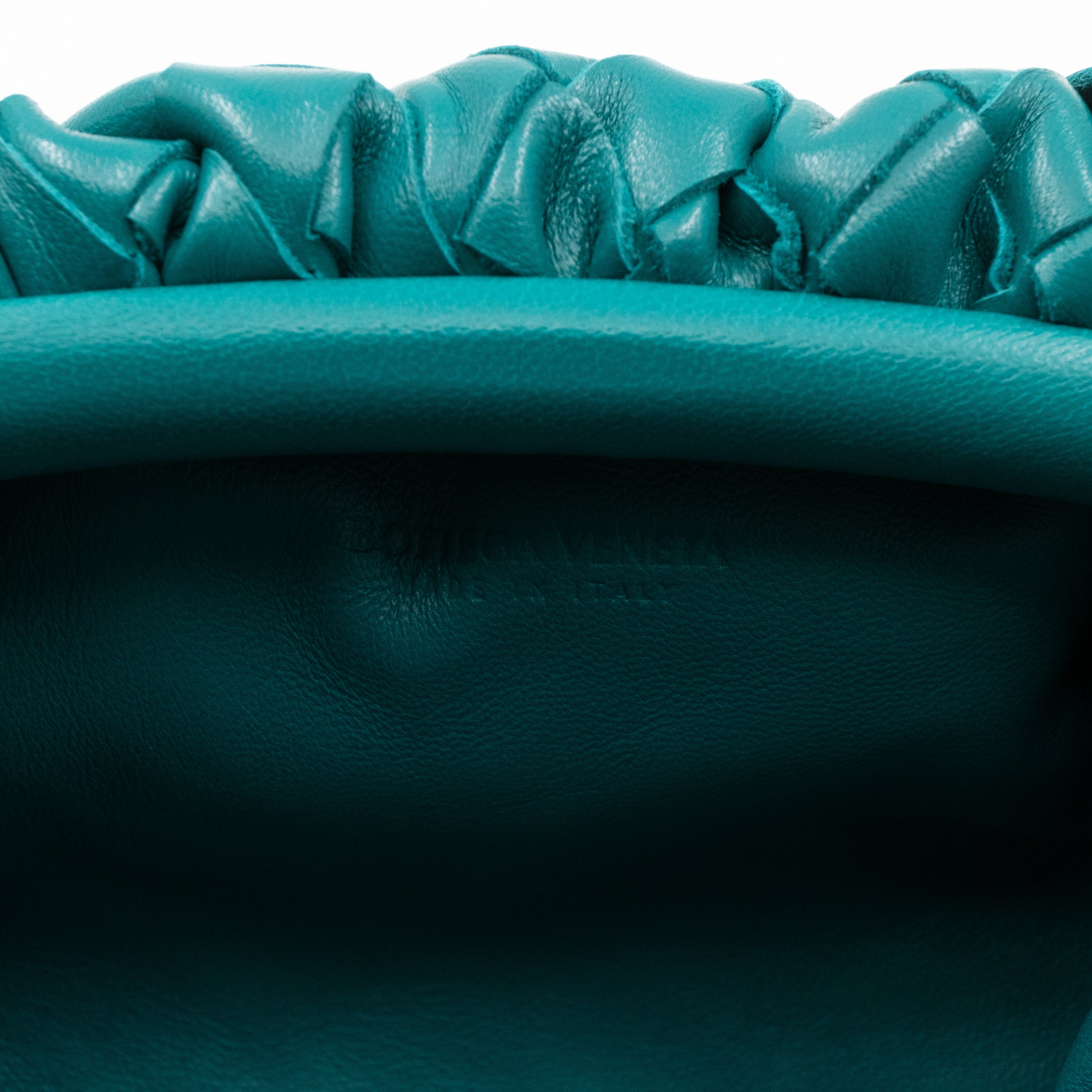 The Pouch Mini Crossbody Turquoise Intrecciato Leather