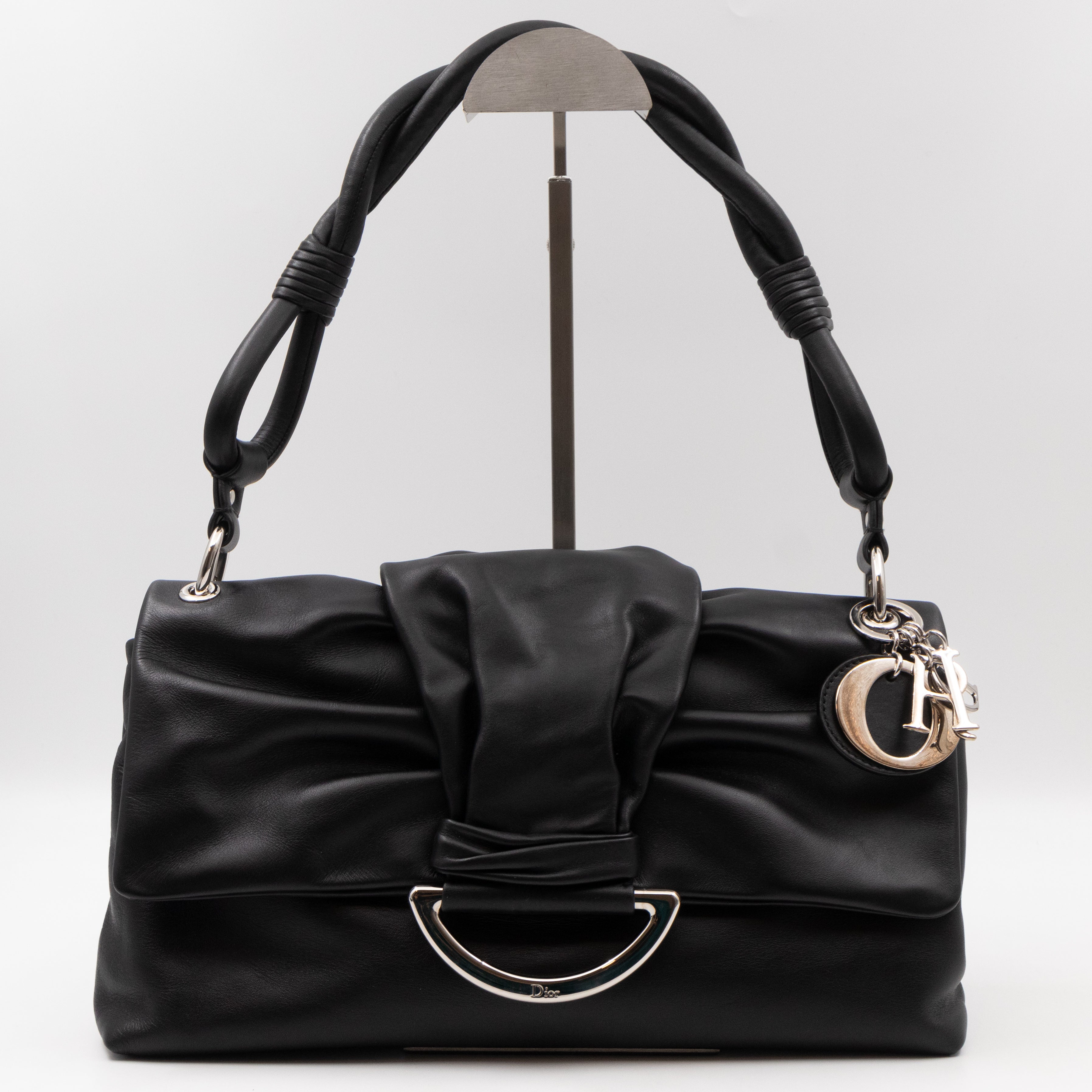 Demi Lune Small Flap Bag Black Leather