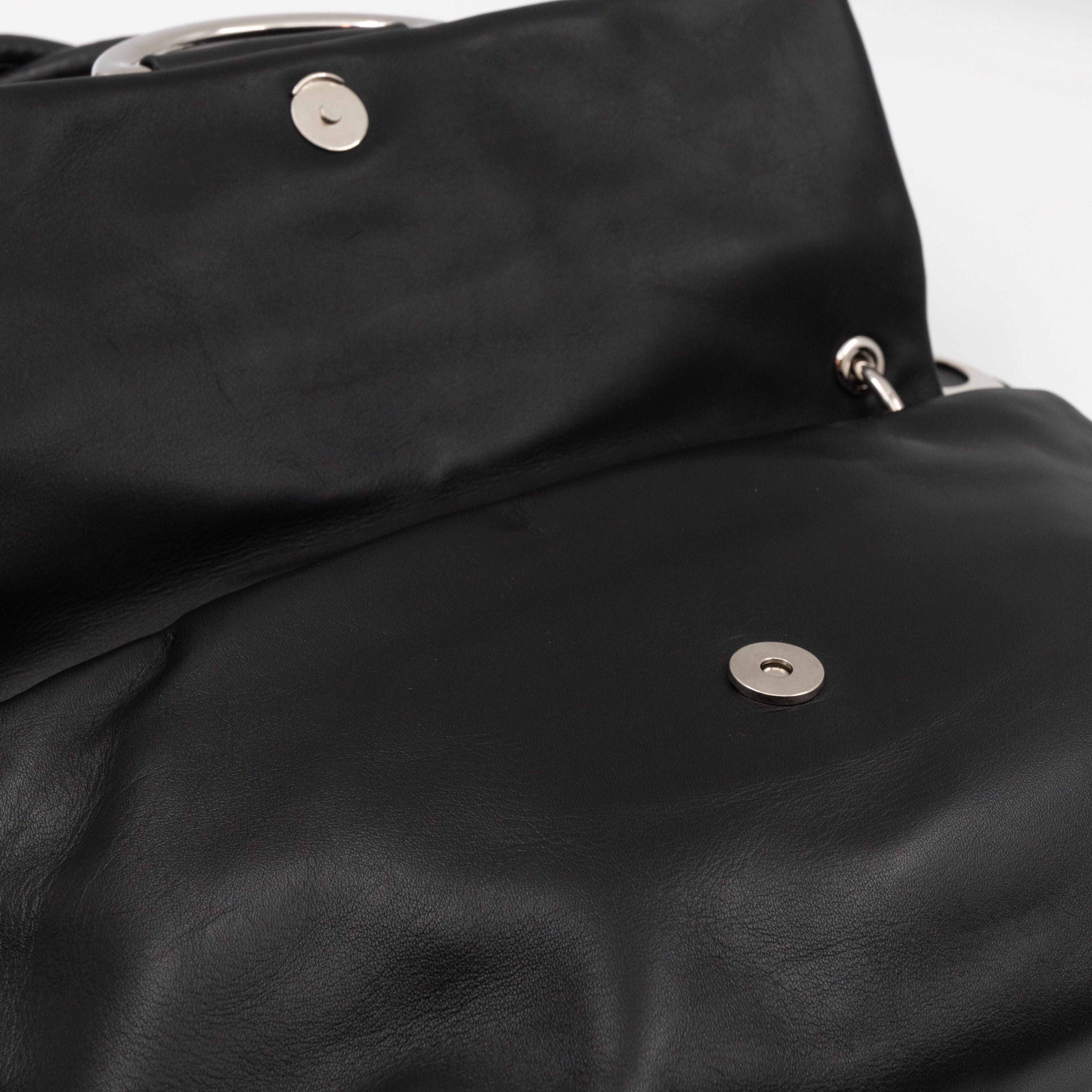 Demi Lune Small Flap Bag Black Leather