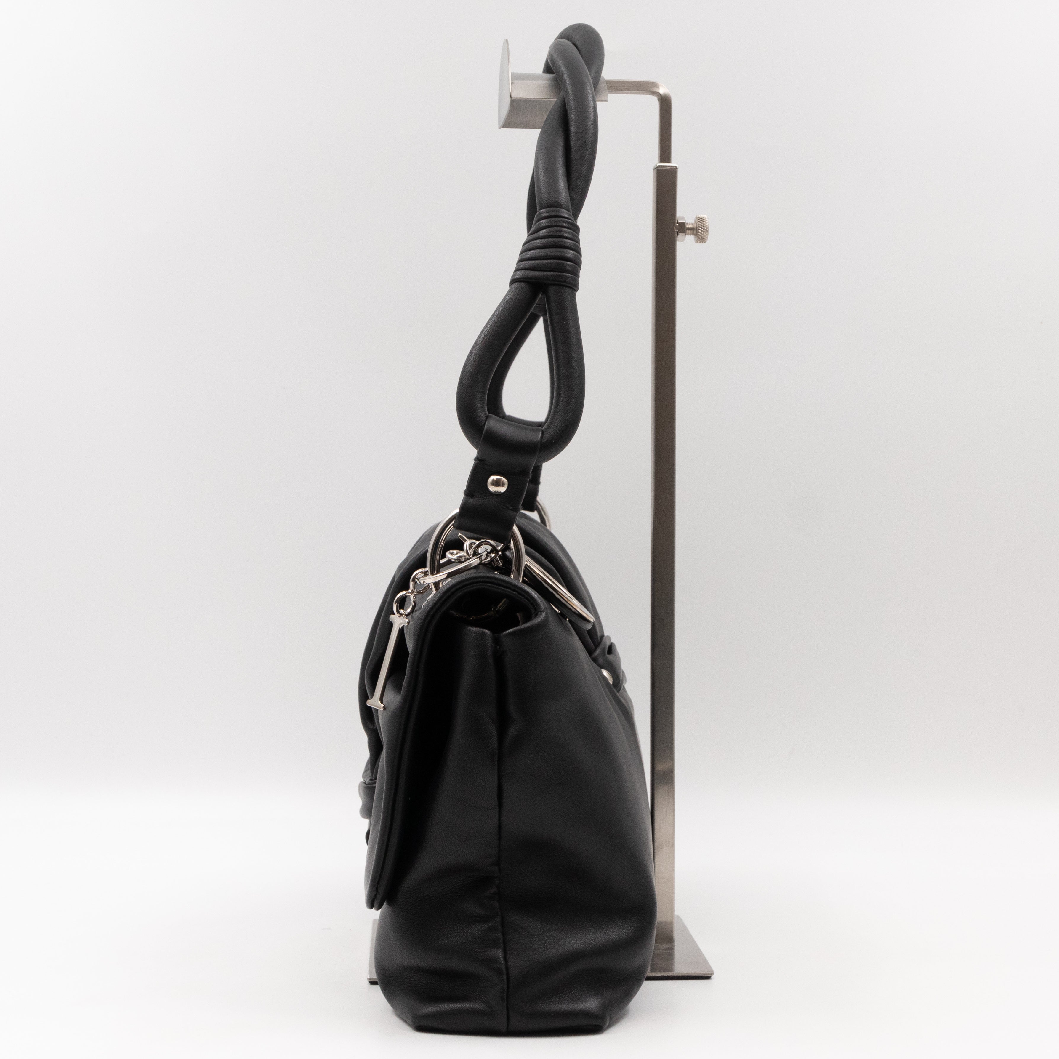 Demi Lune Small Flap Bag Black Leather