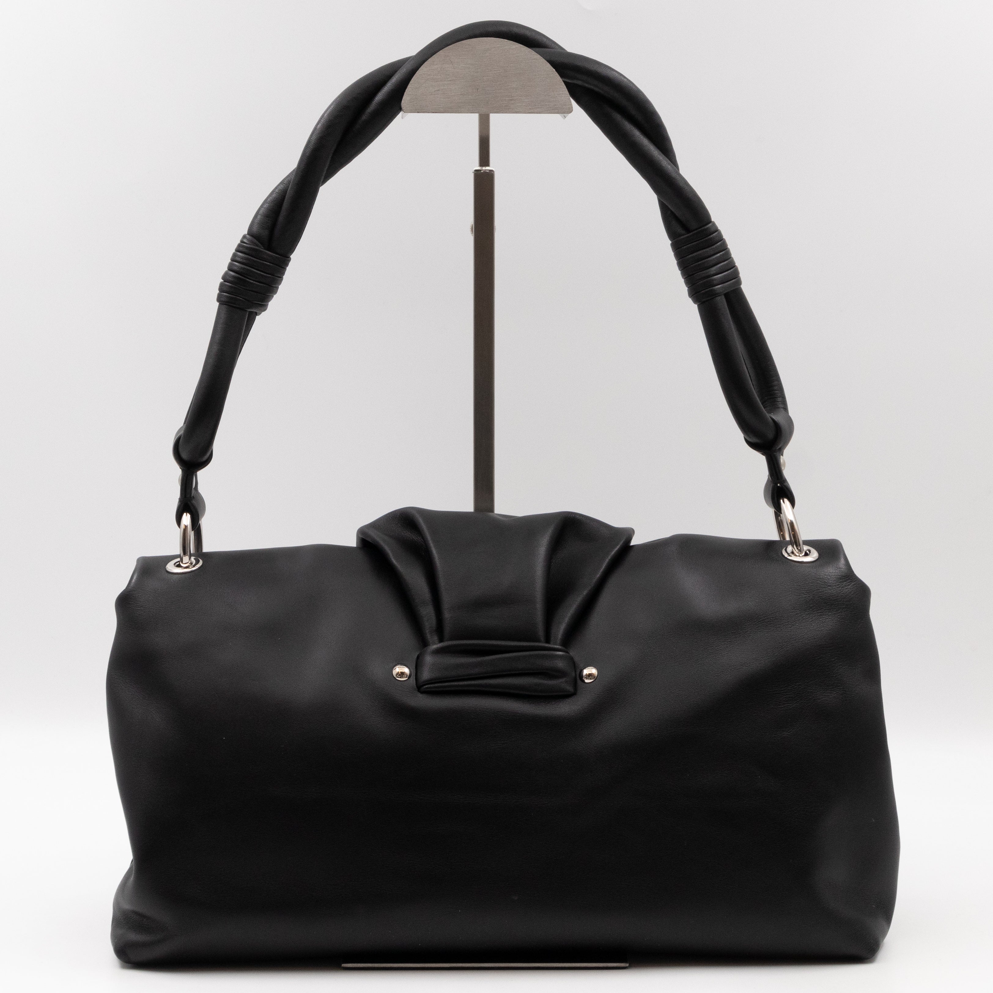 Demi Lune Small Flap Bag Black Leather