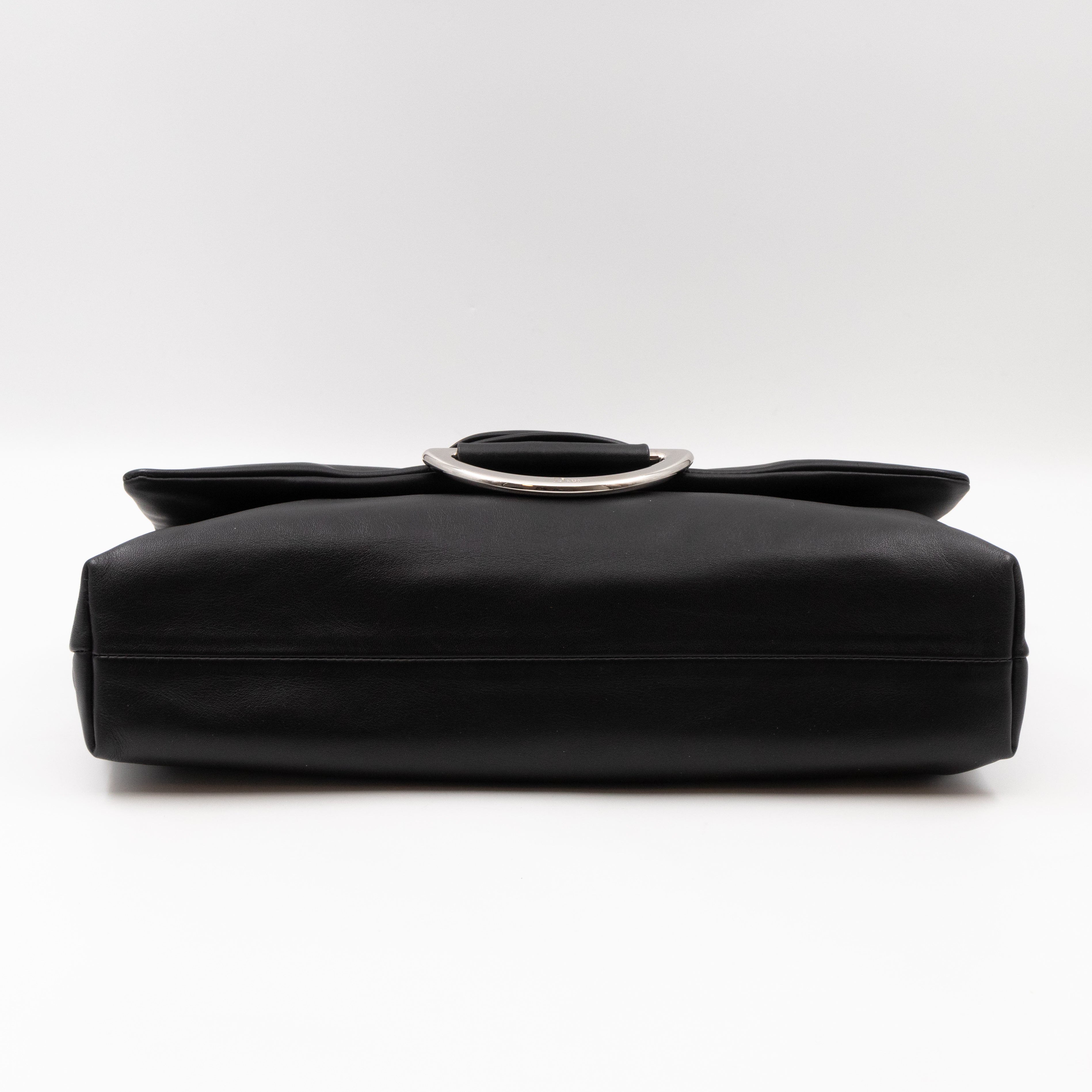 Demi Lune Small Flap Bag Black Leather