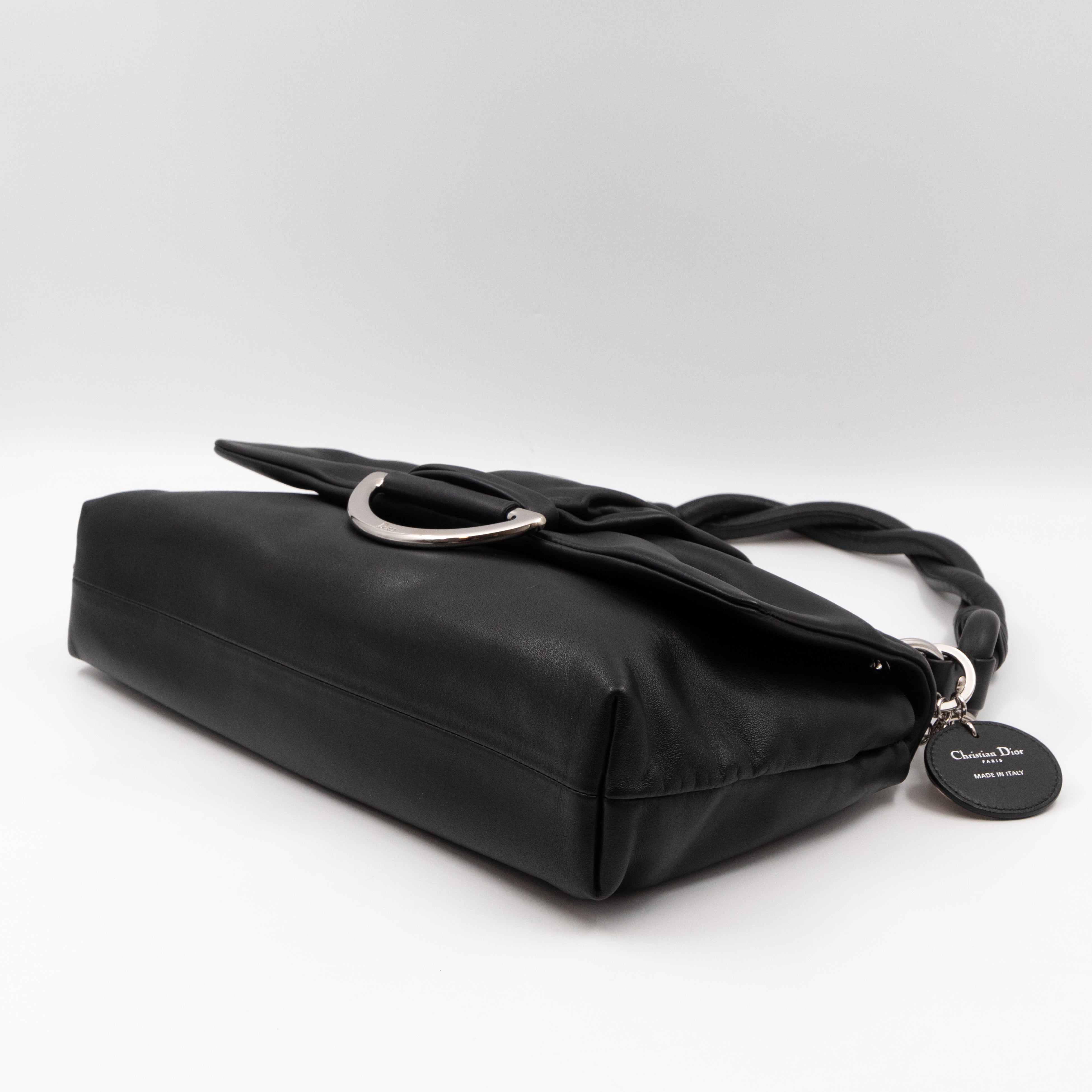 Demi Lune Small Flap Bag Black Leather