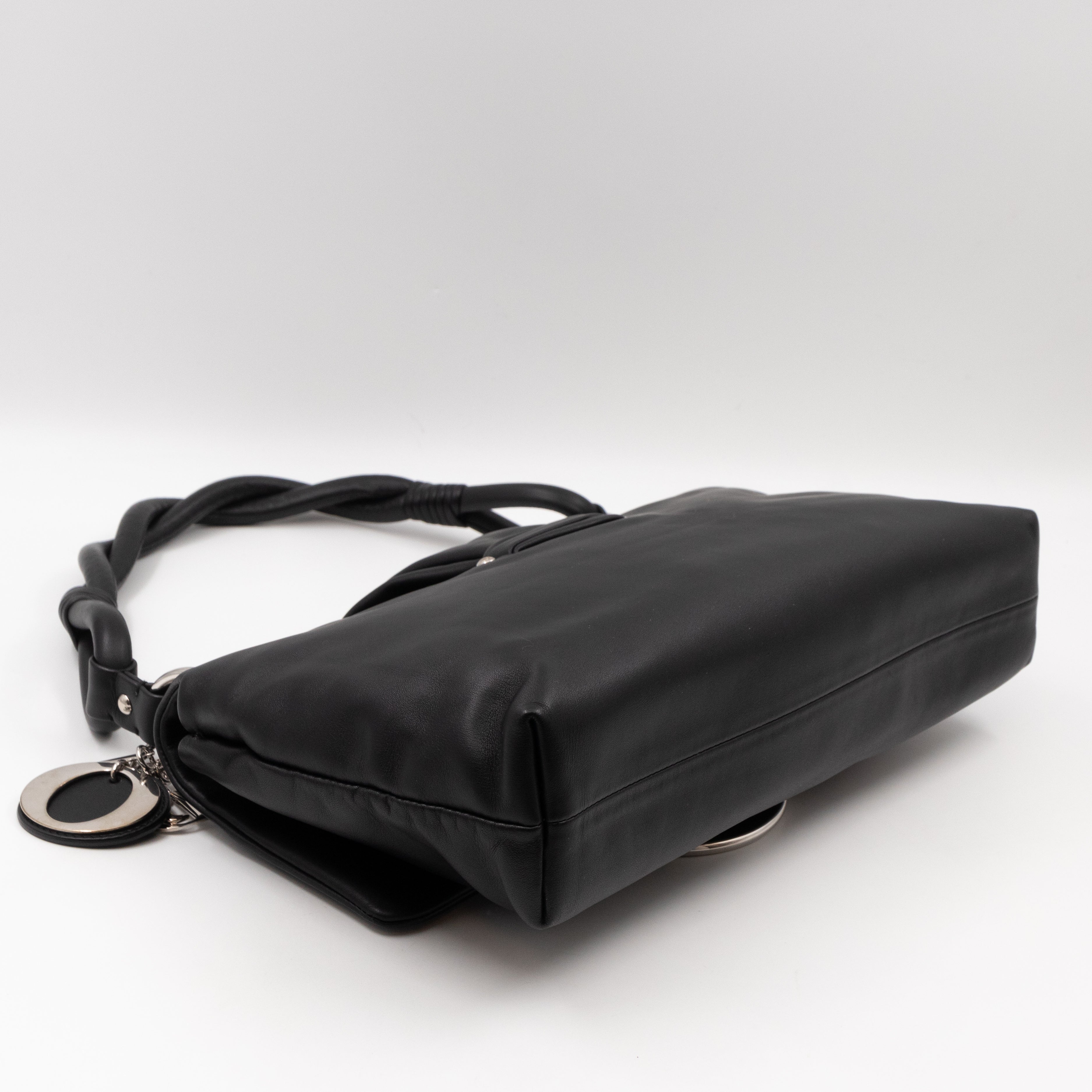 Demi Lune Small Flap Bag Black Leather