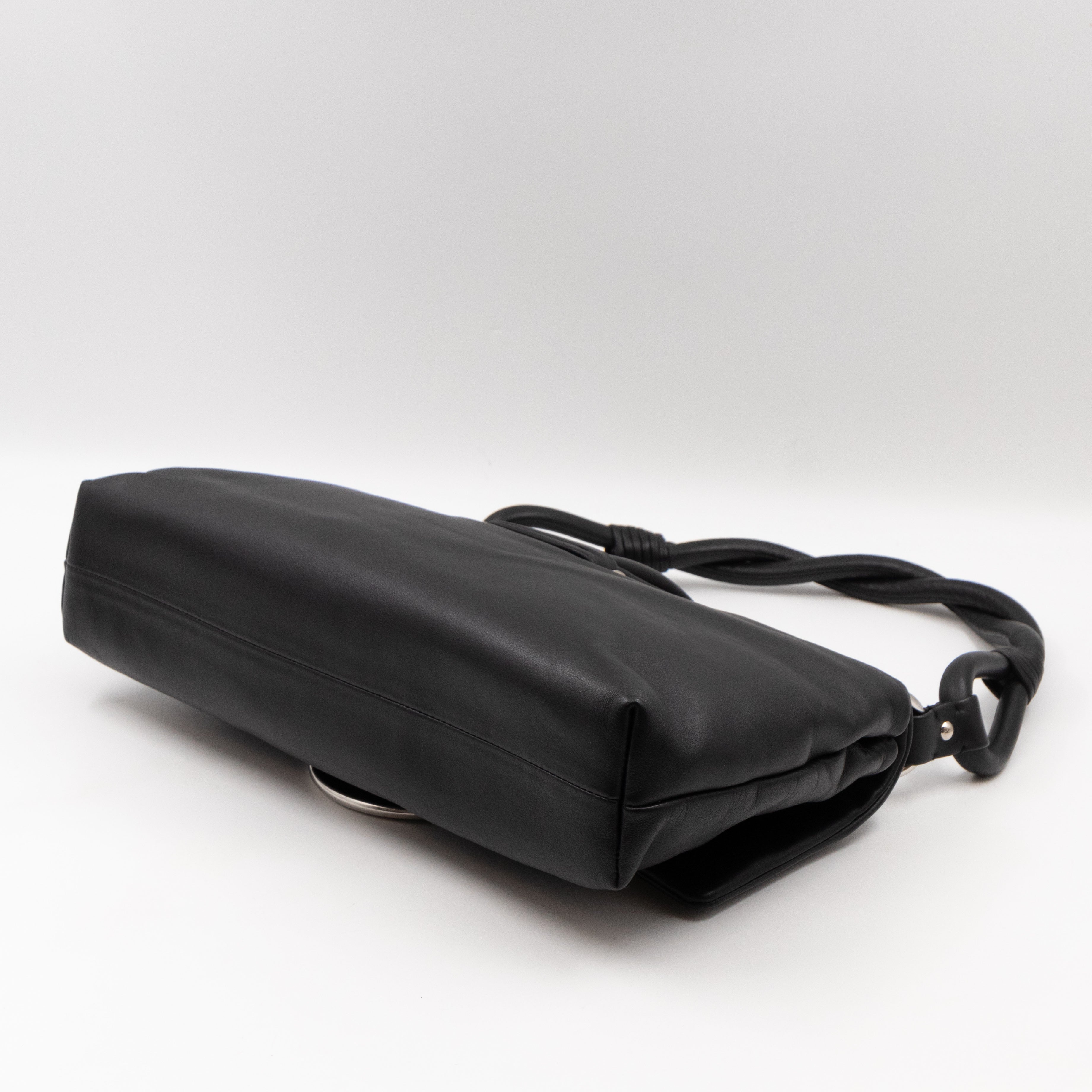 Demi Lune Small Flap Bag Black Leather