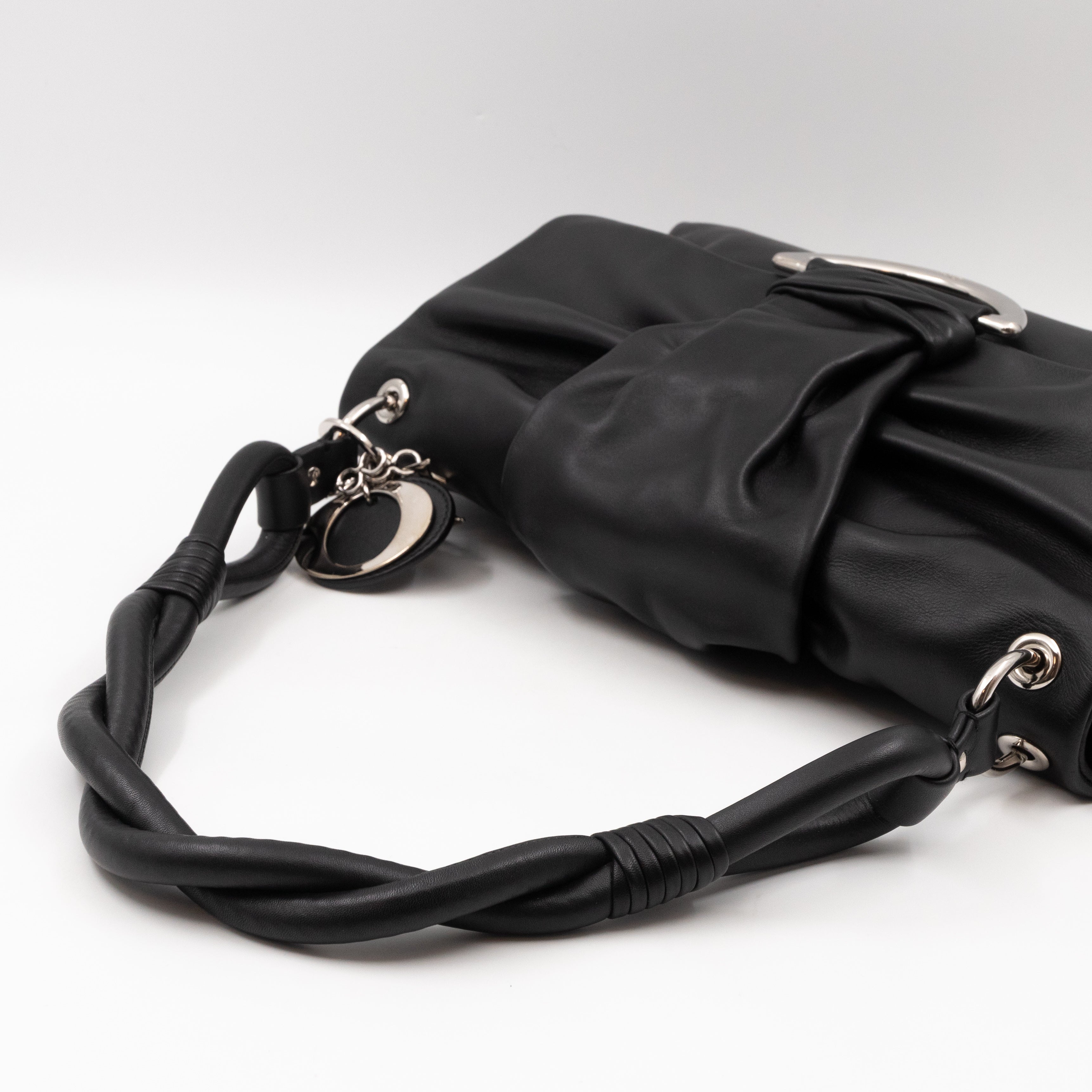 Demi Lune Small Flap Bag Black Leather